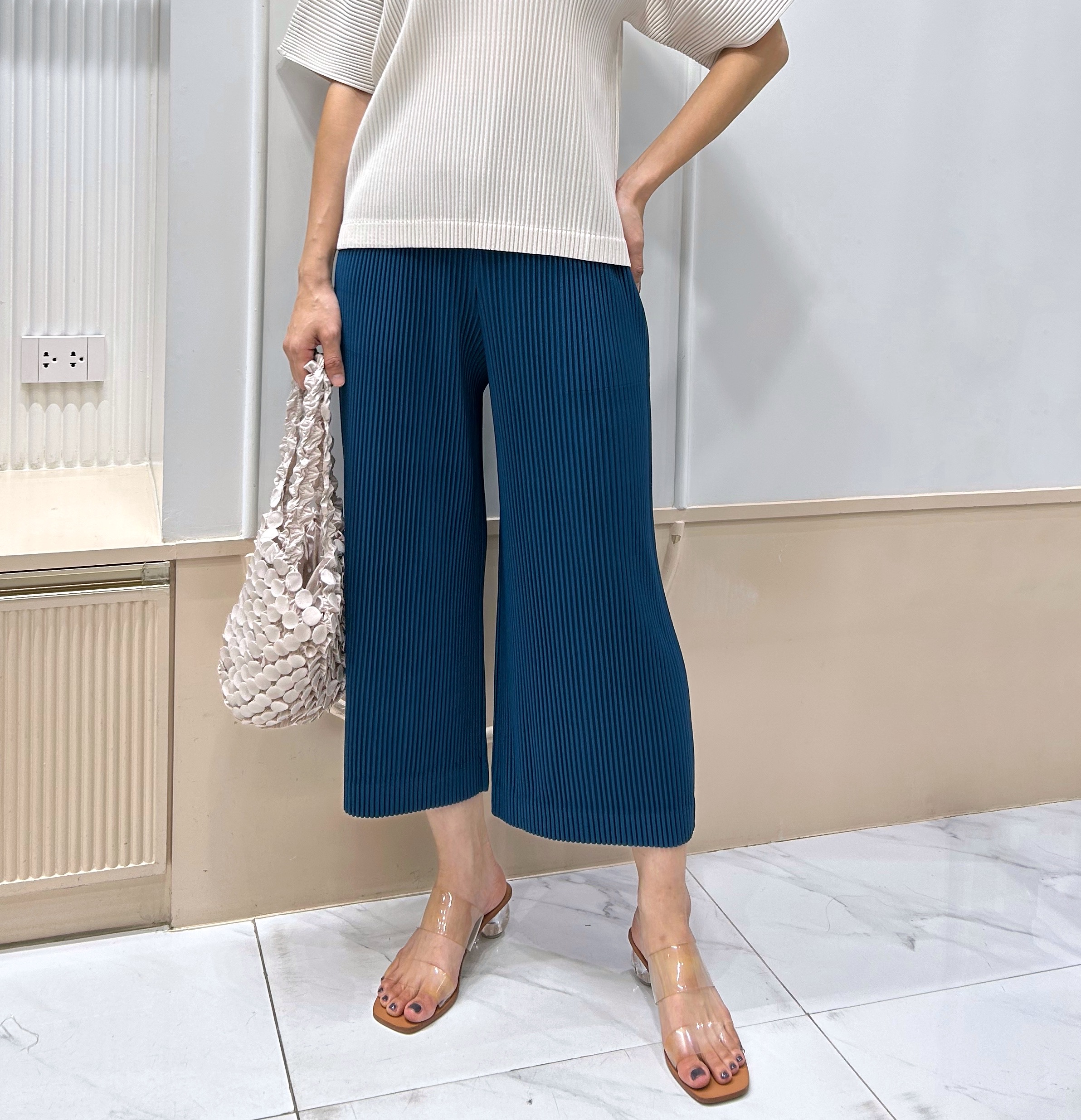 ยาว 34.5 นิ้ว 2MUAY รุ่น GM0733 กางเกงอัดพลีท THICK STRAIGHT PLEATED PANTS 8 สี FREE SIZE