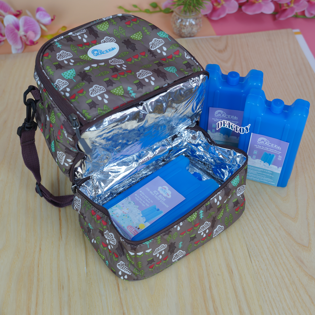 Grace kids เกรซคิดส์ กระเป๋าเก็บอุณหภูมิ 2 ชั้น สีน้ำตาล