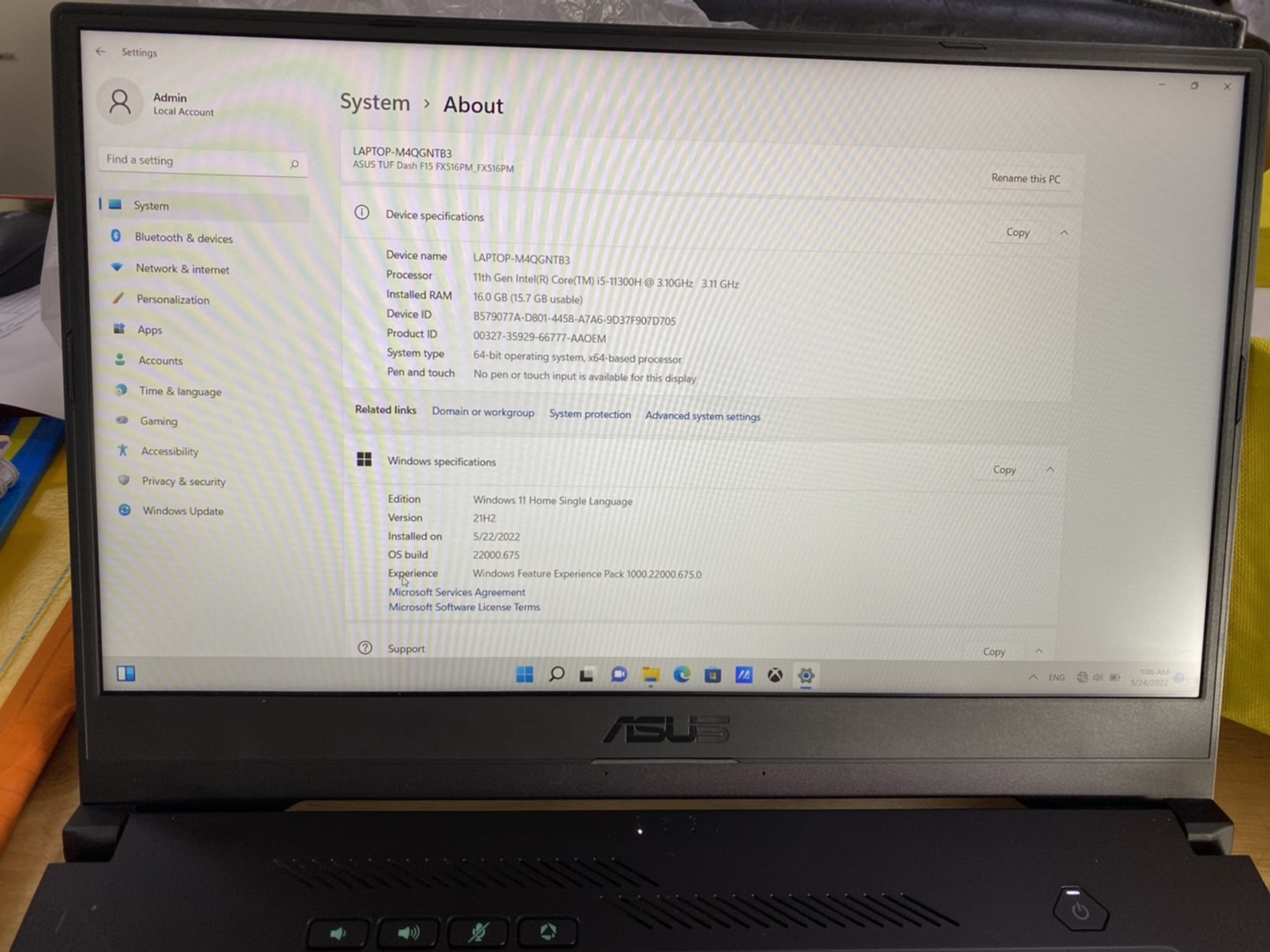 ASUS TUF DASH F15 FX516PM-HN086T
