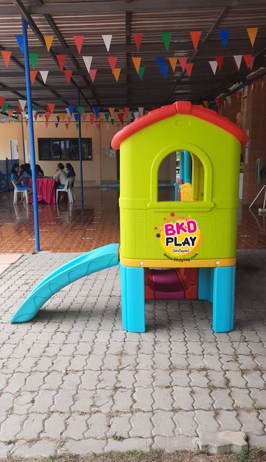 บ้านเด็กวินเทจ สีพาสเทล, สไลเดอร์พร้อมปีนป่าย บ้านสไลเดอร์ของเล่น บ้านน้อยสองชั้น กระดานลื่นพลาสติก,บ้านมีสไลเดอร์ , เครื่องเล่นสนาม พร้อมส่ง