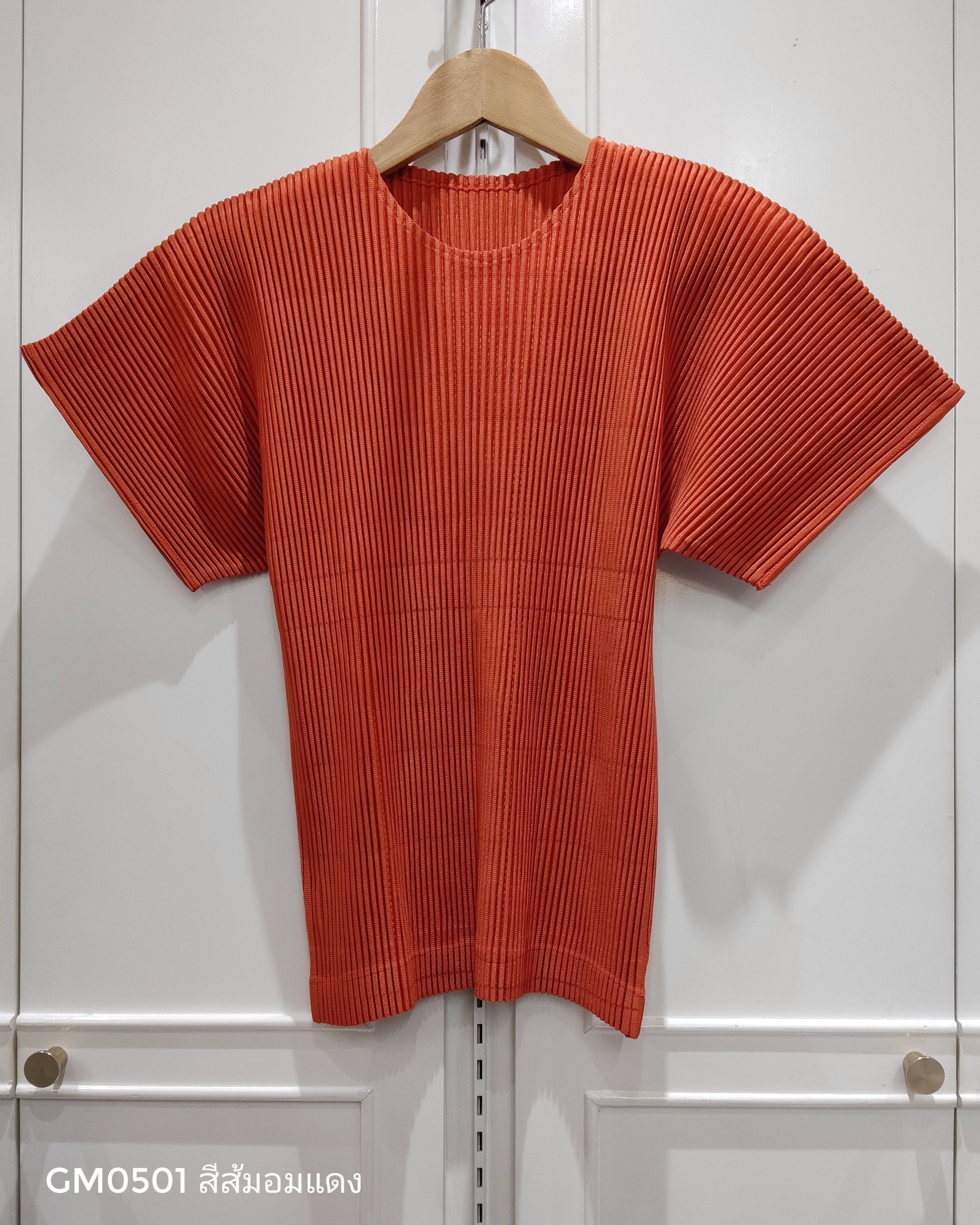 อกถึง42 ยาว22นิ้ว 2MUAY รุ่น GM0501 เสื้ออัดพลีท THICK SHORT SLEEVE PLEATED TOP 24 สี FREE SIZE