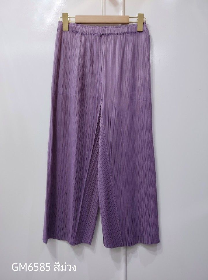 ยาว 31.5 นิ้ว 2MUAY รุ่น GM6585 กางเกงอัดพลีท STRAIGHT LEG PLEATED PANTS 15 สี FREE SIZE