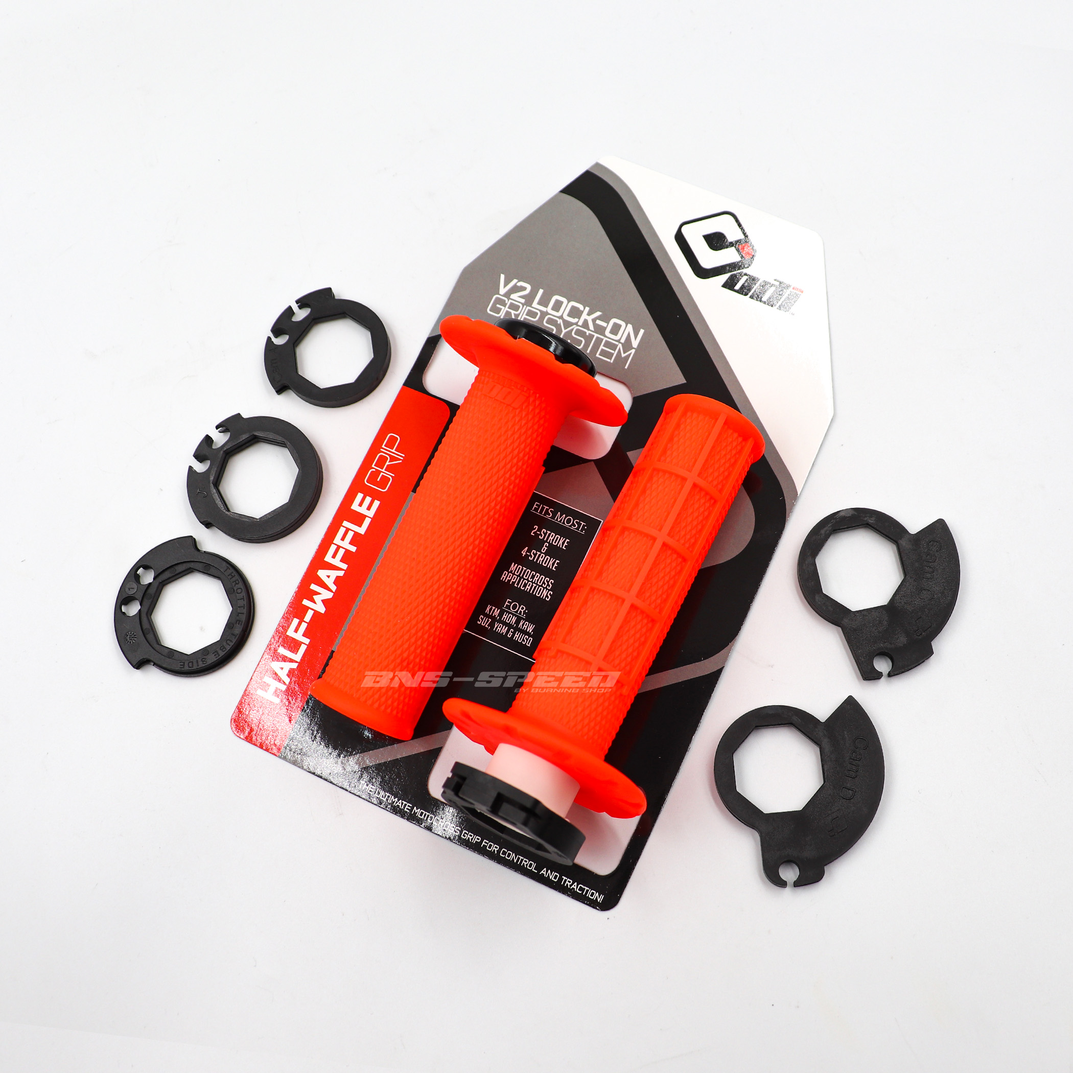 ปลอกแฮนด์ ODI Grip Half Waffle V2 Lock-On Flo-Orange