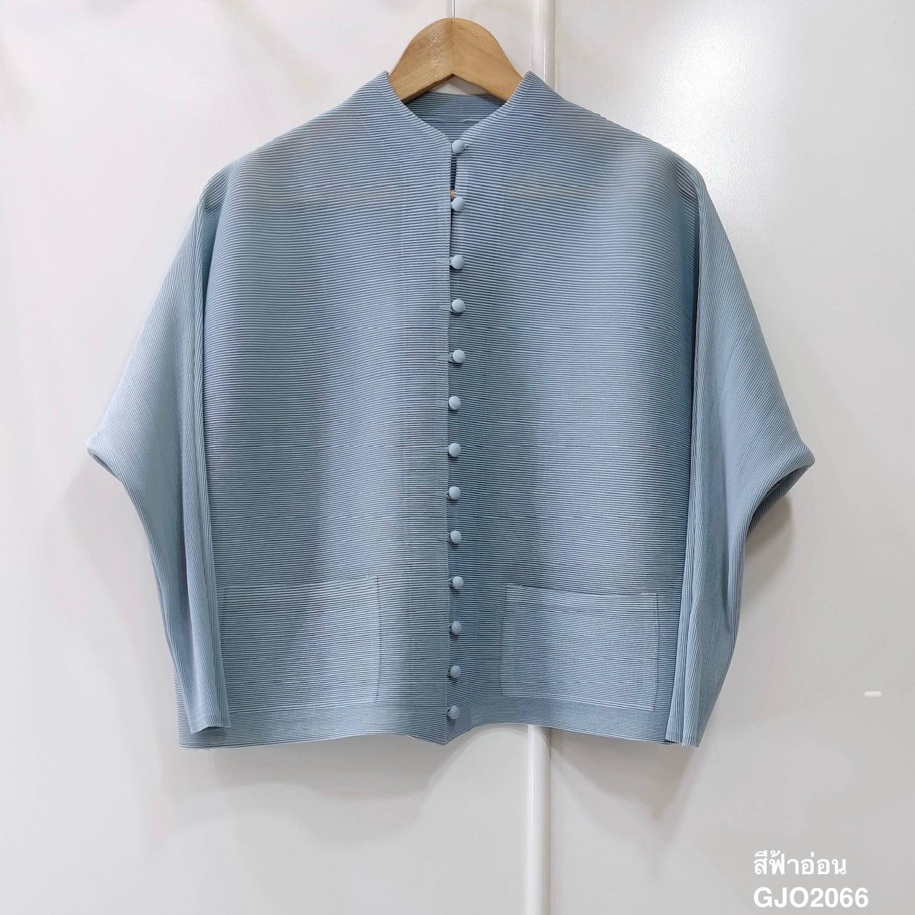 2MUAY BASIC รุ่น GJO2066 เสื้ออัดพลีทงานคุณภาพ BUTTON FRONT PLEATED TOP 17สี FREE SIZE