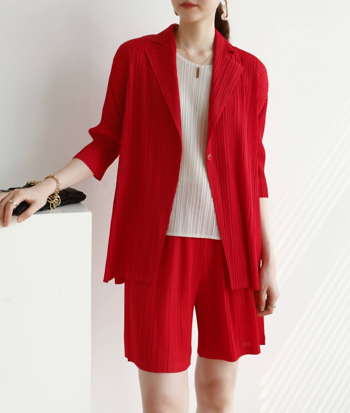 2MUAY รุ่น GJO7717/GJO7718 ชุดอัดพลีท เซ็ตพลีทคุณภาพ 9สี FREE SIZE CARDIGAN/BLAZER PLEATED SET