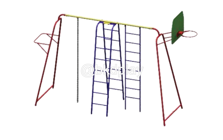 บาร์ปีนป่าย+แป้นบาส เครื่องเล่นสนาม กลางแจ้ง เหล็ก, สนามเด็กเล่น ,OutdoorPlayground, เครื่องเล่น สพฐ. โรงเรียน ศูนย์เด็กเล็ก