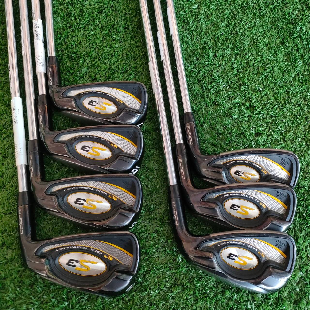 ชุดสุดยอด ราคาก็สุดยอด!!! ชุดเหล็ก COBRA S3 มีเหล็ก 4-9 เเละ PW ก้าน N.S.PRO 950GH FLEX R E9 FACE TEC ตัวนี้คือหน้าแบบเด้งจัด ส่งพลังสู่ลูกตีไกลกว่าเหล็กทั่วไปอย่างมาก