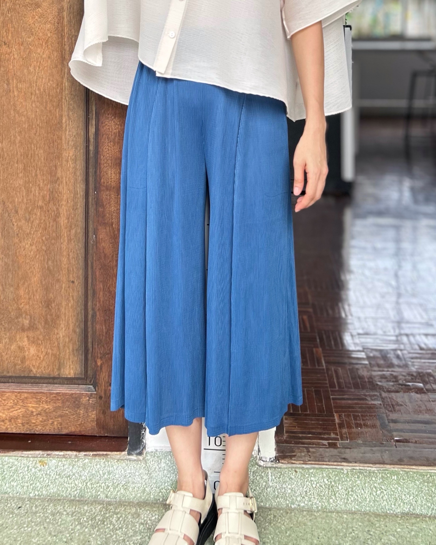 ยาว32นิ้ว! 2MUAY รุ่น GJO3559 กางเกงพลีทคุณภาพ CROPPED PLEATED WIDE LEG PANTS 7สี FREE SIZE