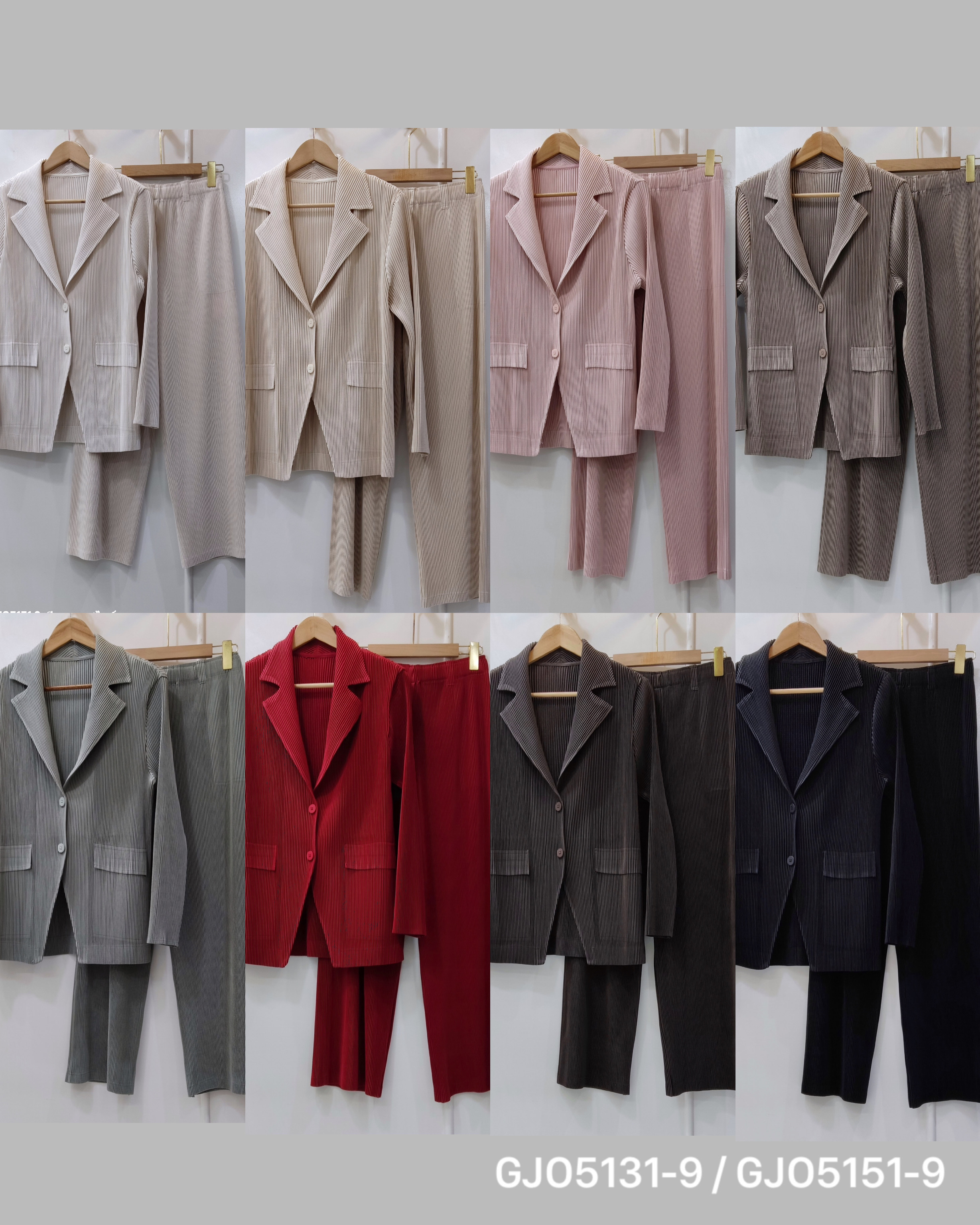 สีใหม่ ยาว37.5 นิ้ว 2MUAY รุ่น GJO5131-9 / GJO5151-9 เซ็ตพลีท THICK MINIMAL LUXE PLEATED BLAZER SET 8 สี FREE SIZE