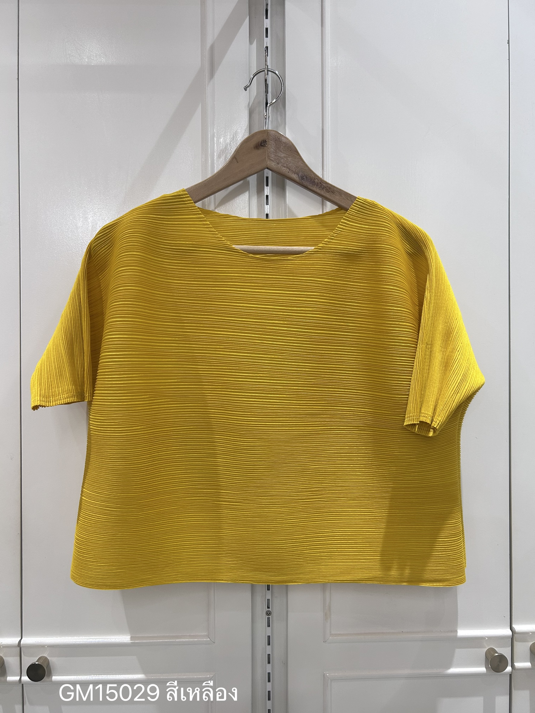 อกถึง48 2MUAY GM15029 เสื้ออัดพลีท SHORT SLEEVE PLEATED TOP 28 สี FREE SIZE