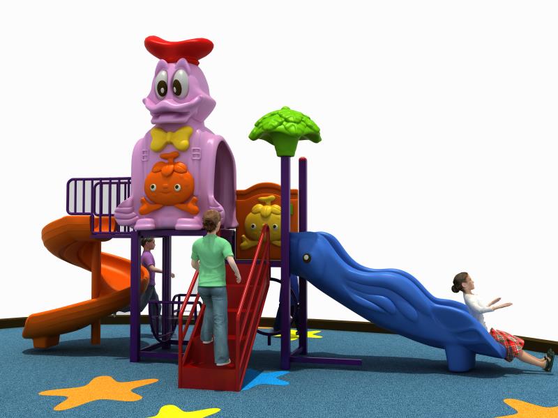 เครื่องเล่นสนามกลางแจ้ง ชุดเจ้าชายดั๊ก สไลเดอร์, กระดานลื่น, ของเล่น, สนามเด็กเล่น ,ครุภัณฑ์สนามเด็กเล่น, สพฐ,โครงการโรงเรียนประชารัฐ