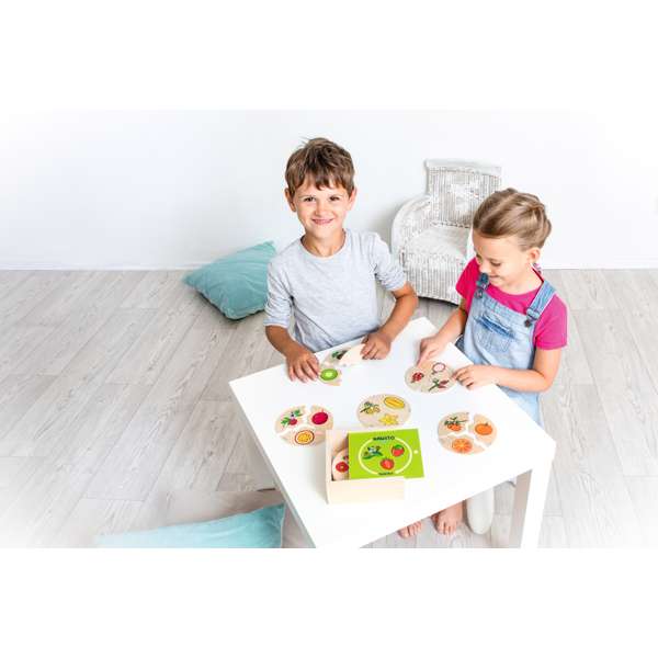 เกมปริศนาการเจริญเติบโตของผลไม้ , ของเล่นไม้, ของเล่นเสริมพัฒนาการ, ของเล่นเด็กอนุบาล, สื่อการสอนเด็กอนุบาล วัสดุและสี ปลอดภัยต่อเด็ก มีมาตรฐาน มอก. ตามที่ สพฐ. กำหนด