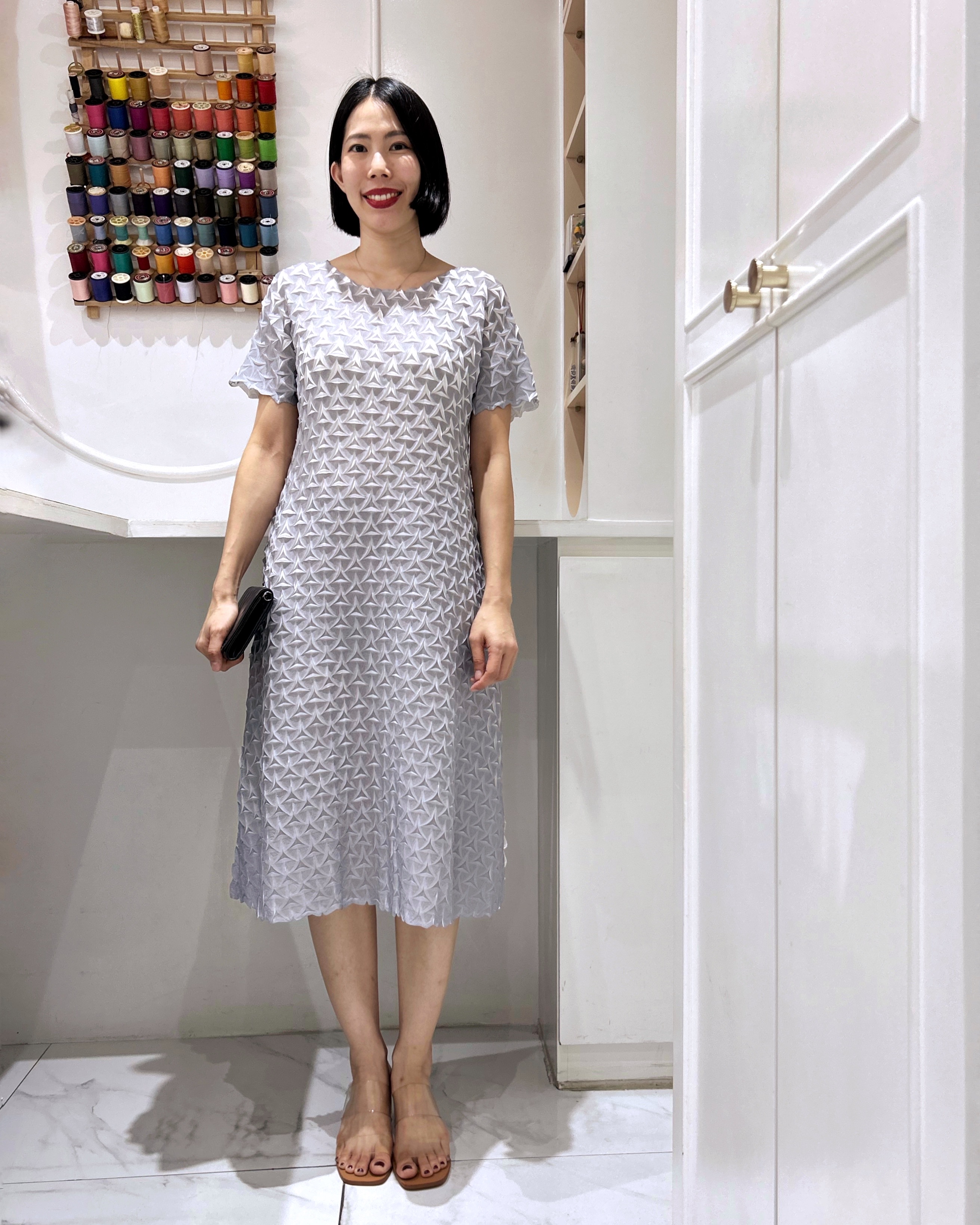 2MUAY รุ่น CX6321 เดรสอัดพลีท ASYMMETRIC PRINTED PLEATED DRESS 3 สี FREE SIZE