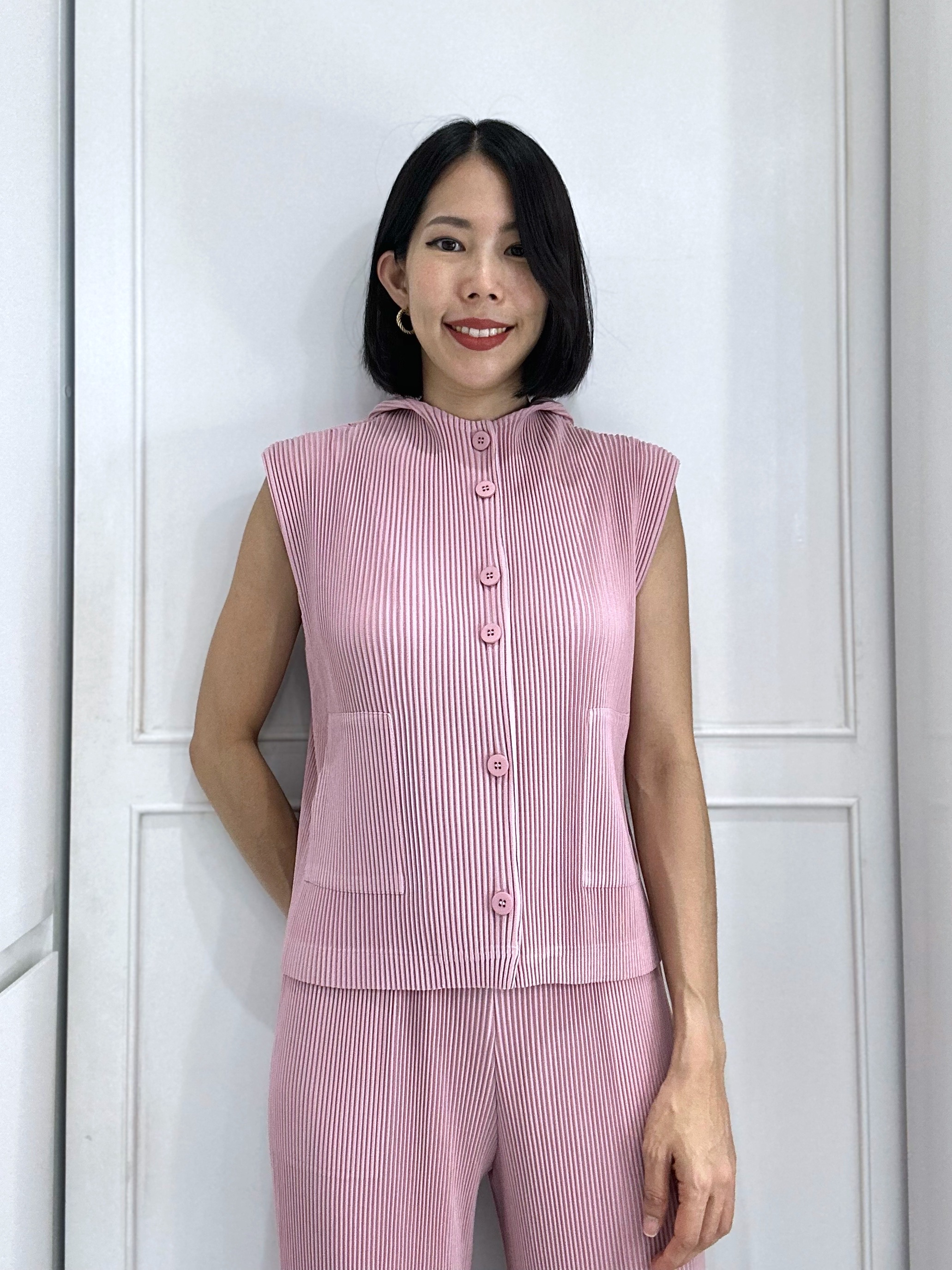 2MUAY รุ่น GJO5103-9 เสื้อพลีทคุณภาพ THICK SLEEVELESS HOODED PLEATED TOP 8 สี FREE SIZE