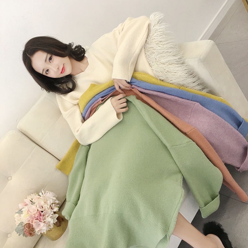 เสื้อสเวตเตอร์กันหนาว เสื้อกันหนาวไหมพรม เสื้อกันหนาวไหมพรมผสมวูล Loose Style (มี 6 สี)