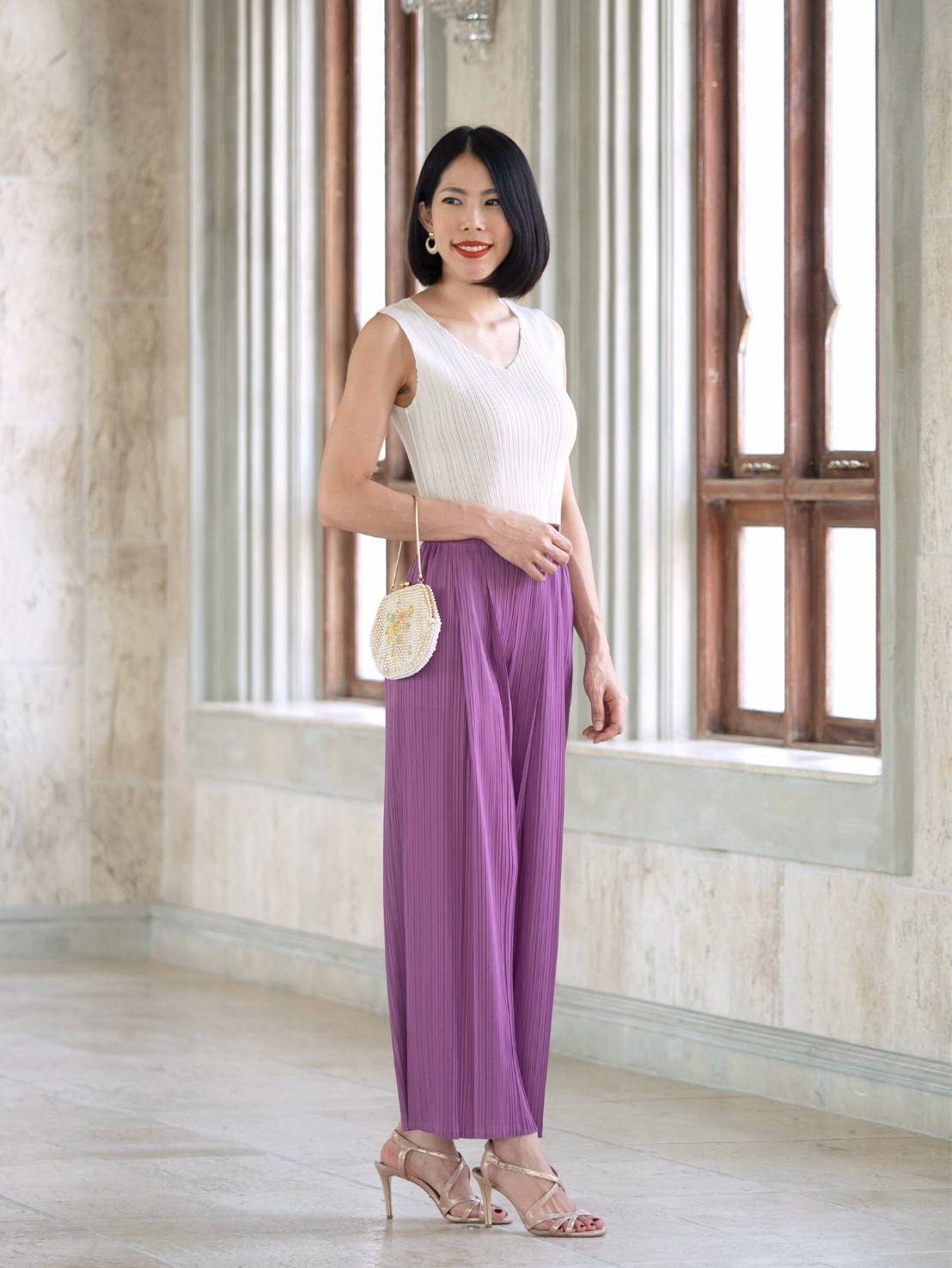 ยาว 16.5นิ้ว 2MUAY BASIC รุ่น GJO7739 SLEEVELESS V NECK CROP PLEATED TOP เสื้ออัดพลีทงานคุณภาพ เสื้อครอป 13สี FREE SIZE