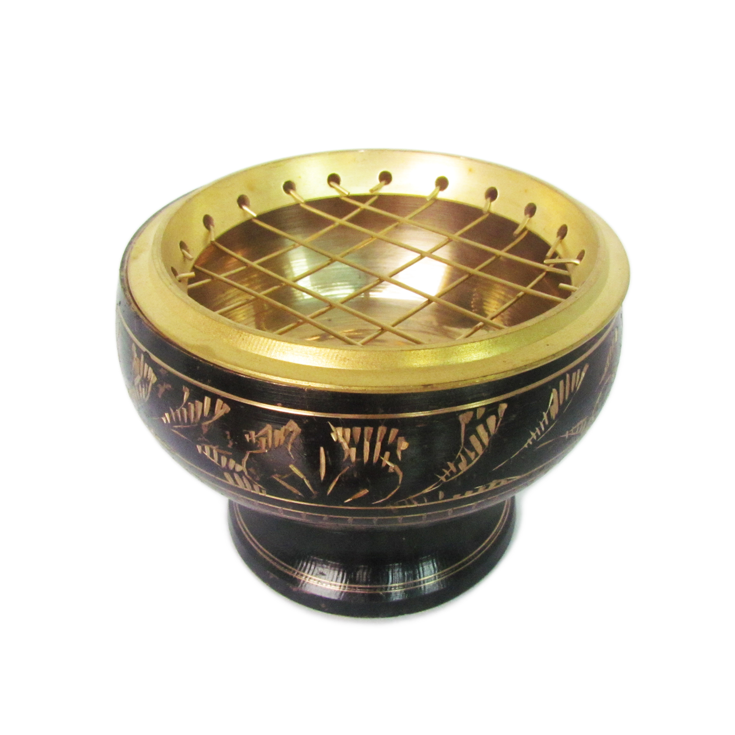 เตาเผาไม้หอม สีดำ ทอง กระถางธูป เครื่องหอมทุกชนิด ทำจากทองเหลืองแท้ + ถ่าน ถ่านเผา ถ่านไม้ ถ่านพิเศษ ชาโคล สำหรับจุดไฟเผา 1 กล่อง