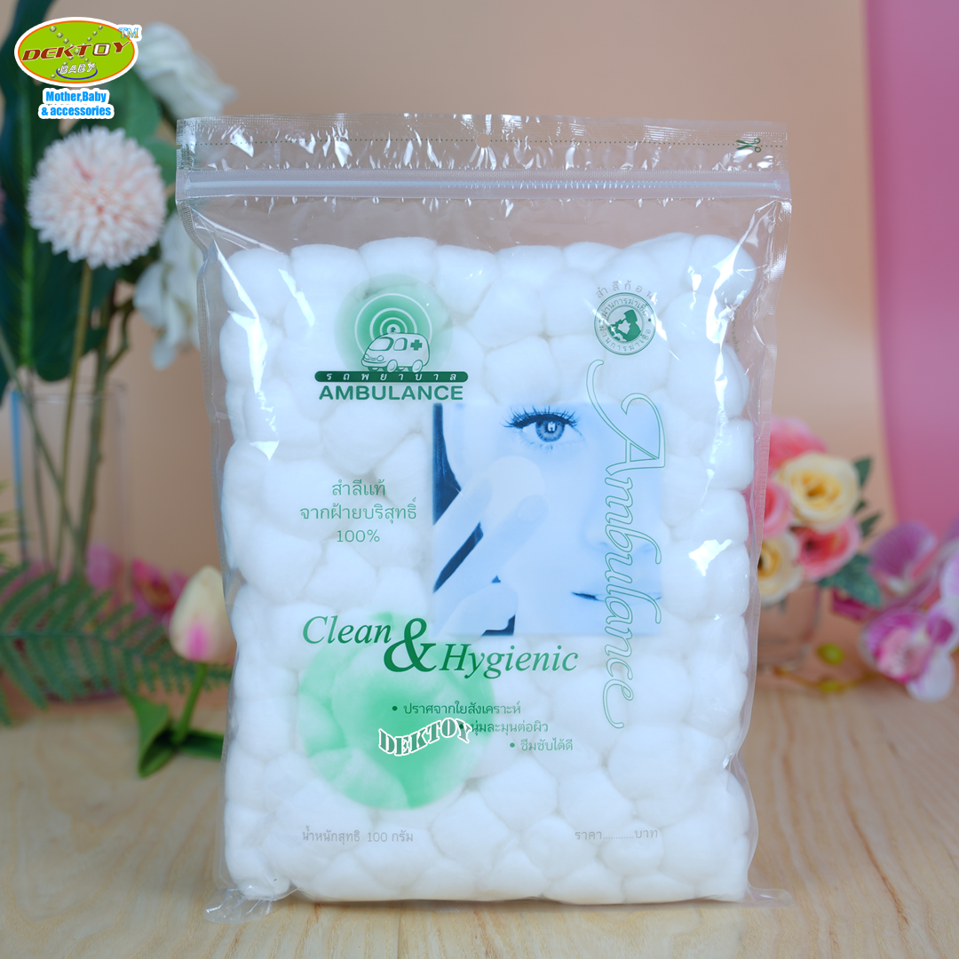 สำลีก้อนตรารถพยาบาล-Cotton Ball Ambulance 100 กรัม