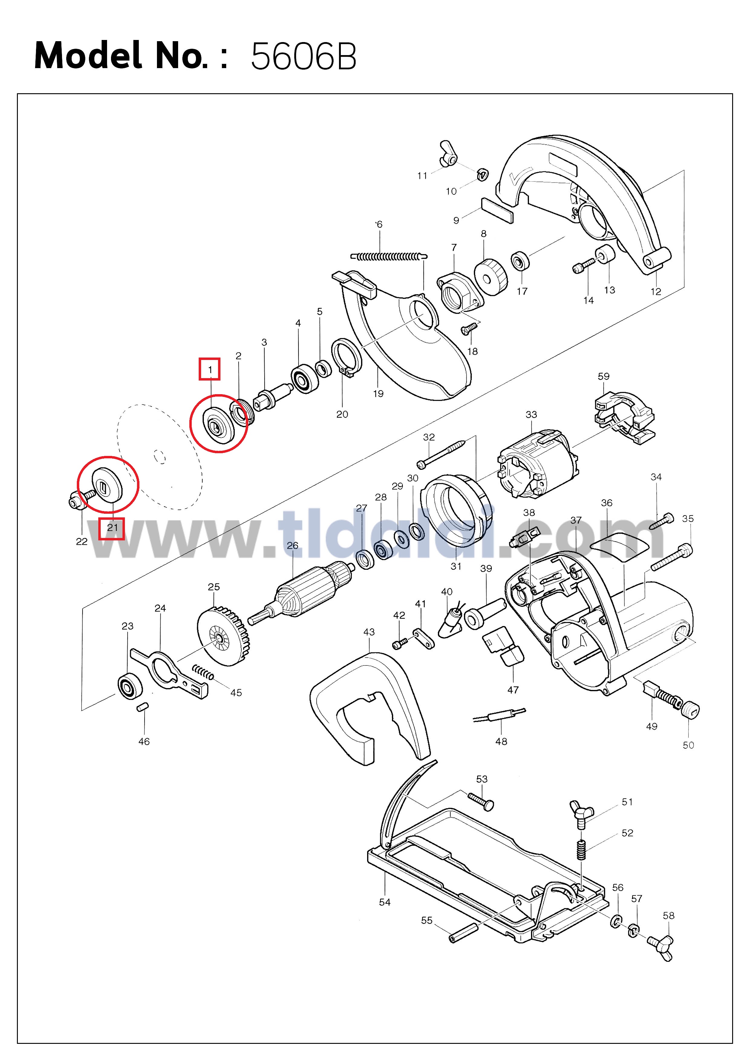 ประกับใบ ล็อคใบ เลื่อยวงเดือน Makita มากีต้า 5600NB, 5606B, 5800NB, 5806B, MT580, MT560, MT582, MT583 (ทุกรุ่นใช้ประกับล็อคใบตัวเดียวกัน)