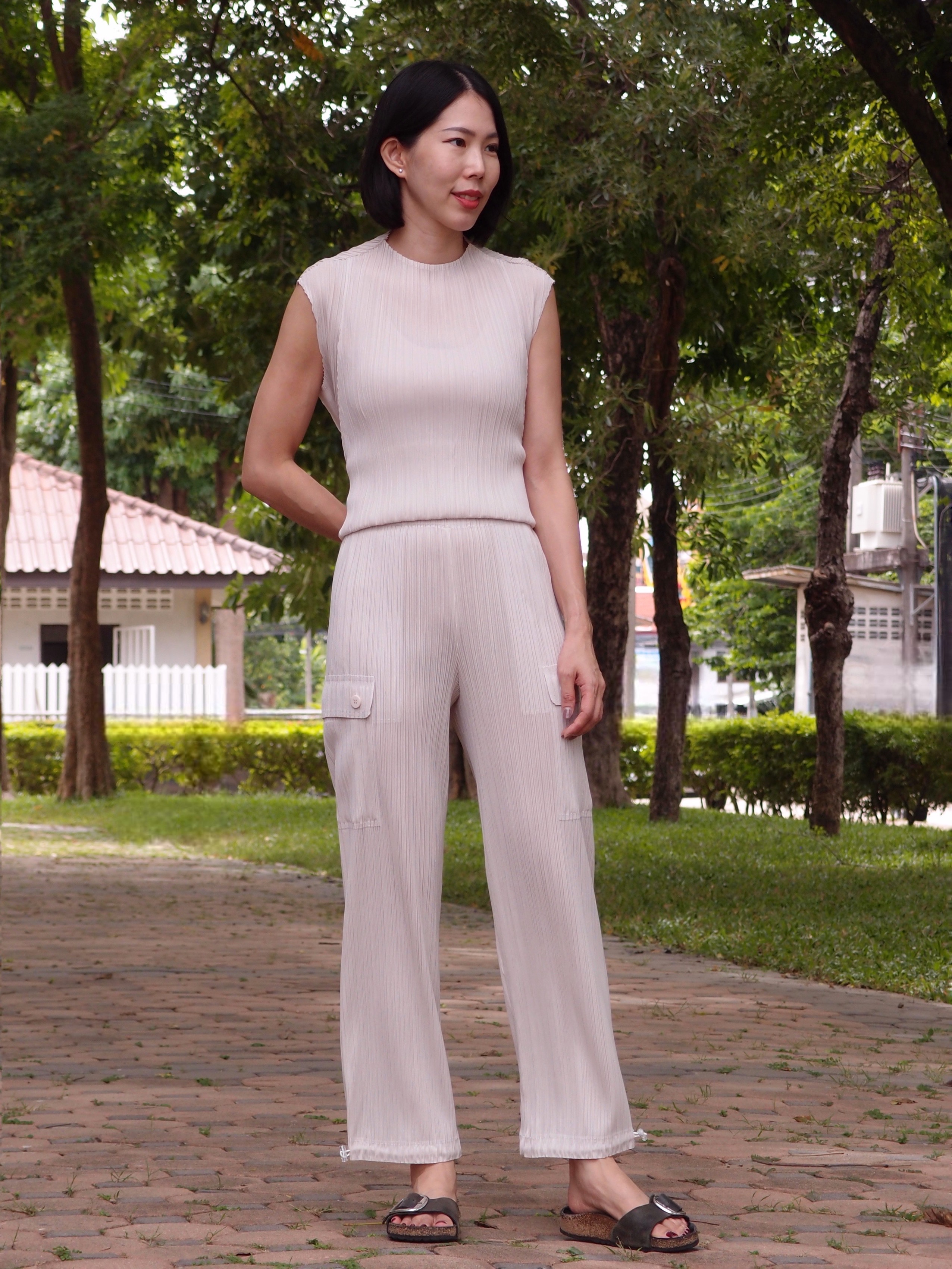 ยาว 36.5นิ้ว! 2MUAY รุ่น GJO5361 กางเกงพลีทคุณภาพ CARGO STRAIGHT LEG PLEATED PANTS 10 สี FREE SIZE