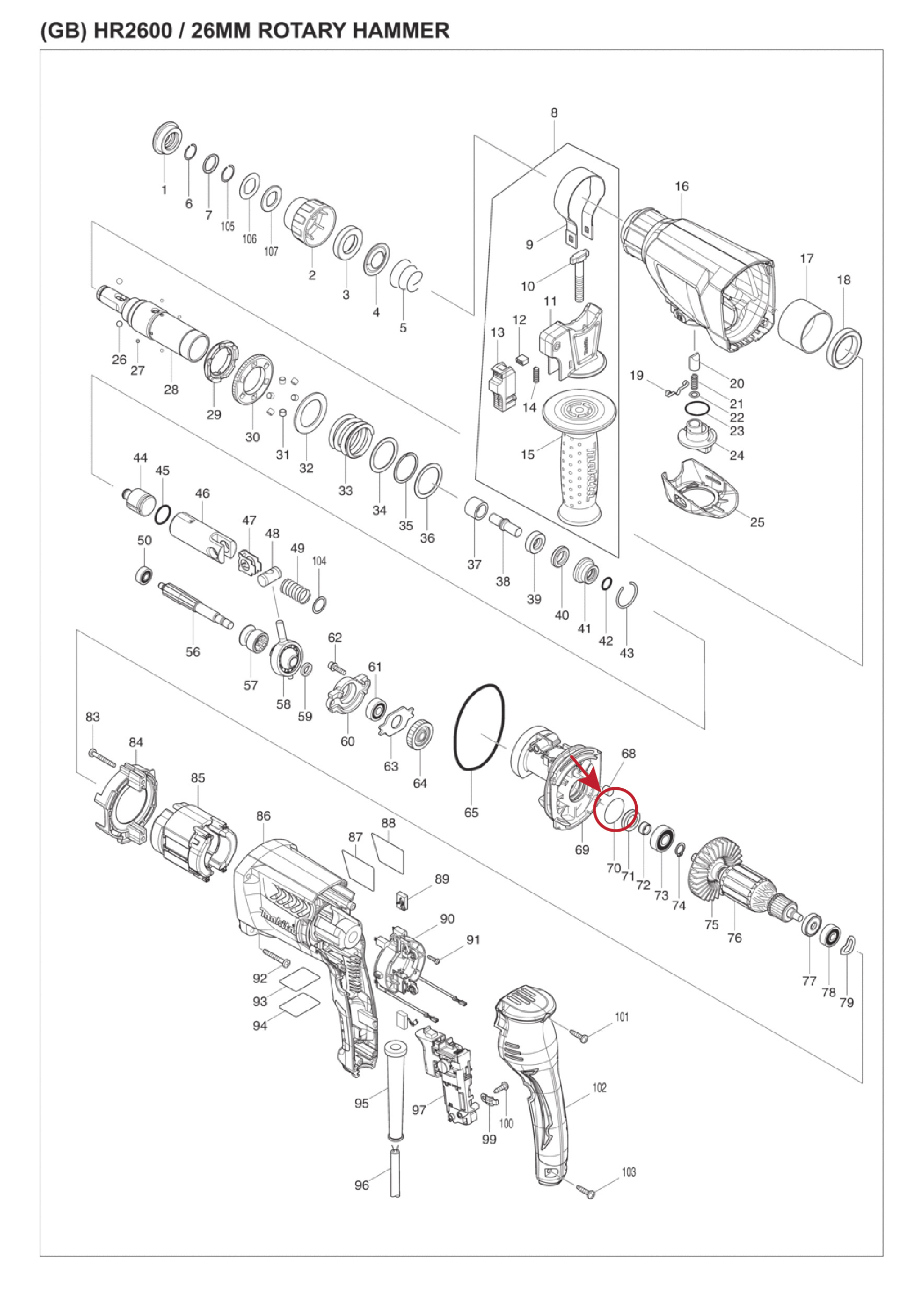 โอริง หัวกระโหลก, เสื้อเฟือง (แท้) (213407-3) ใช้ได้กับ Makita มากีต้า รุ่น HR2230, HR2460 F, HR2470, HR2475 #58, HR2600, HR2611F, MT870, M8701, M8701B #70, MT970 #9, M9002 #5 5600NB #14 (213407-3) (อะไหล่แท้ 100%) O-RING 26