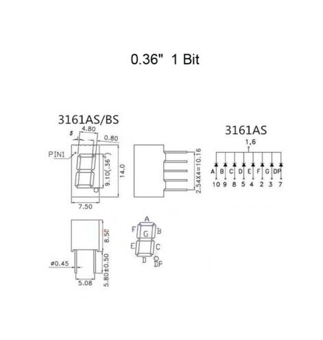 7-segment display 0.36 inch จอแสดงตัวเลข [ 1 2 3 4 digit ] common cathode 0.36 นิ้ว 7 segment สีแดง