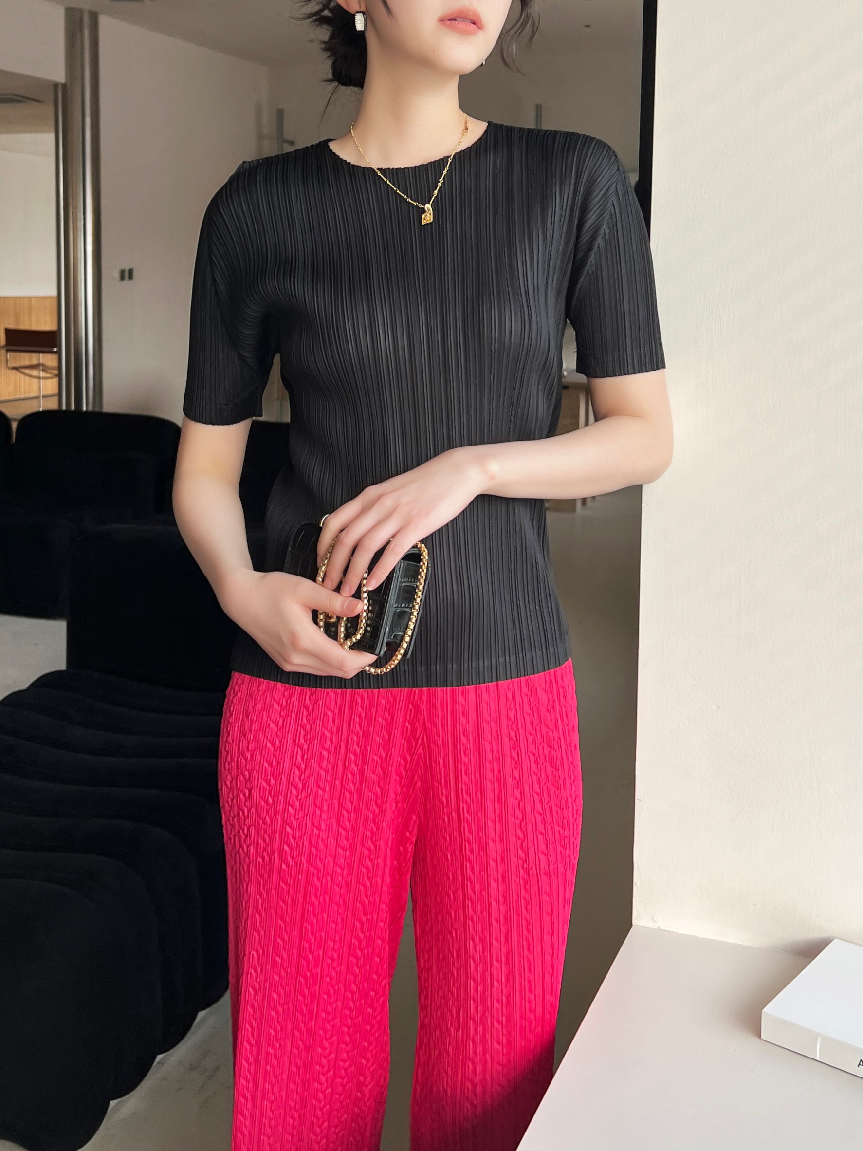 เพิ่มสีใหม่!! 2MUAY BASIC GJO6910 เสื้อพลีทคุณภาพ SHORT SLEEVE PLEATED TOP 14 สี FREE SIZE