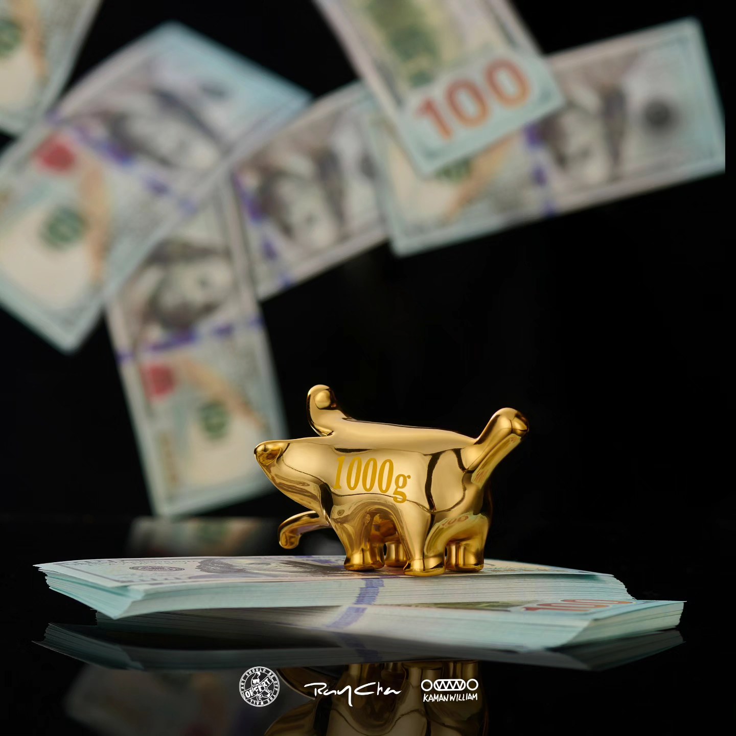 [สั่งจอง]OFFART X Kamanwilliam X RayChan : Gold Fortune Mini Money Bananaer Dog (Gold Chrome-Plated 6.0 Edition)