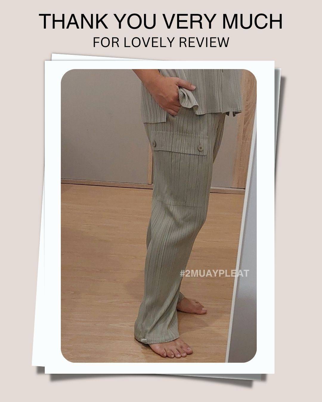 ยาว 36.5นิ้ว! 2MUAY รุ่น GJO5361 กางเกงพลีทคุณภาพ CARGO STRAIGHT LEG PLEATED PANTS 10 สี FREE SIZE