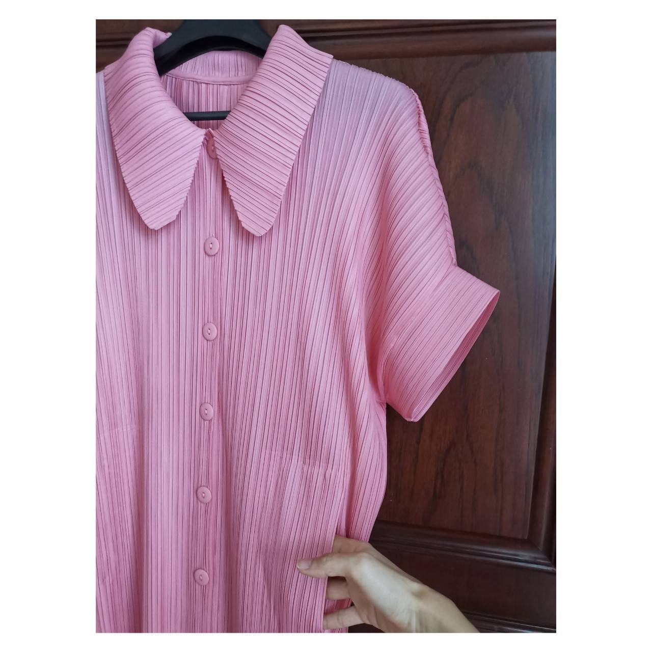 2MUAY รุ่น GJO2087 COLLAR BUTTON FRONT PLEAT DRESS เดรสอัดพลีทงานคุณภาพ 9สี FREE SIZE