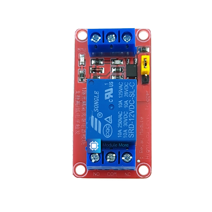 รีเลย์แบบ 1 ช่อง 12V relay module optocoupler isolation high and low level trigger MCU red board
