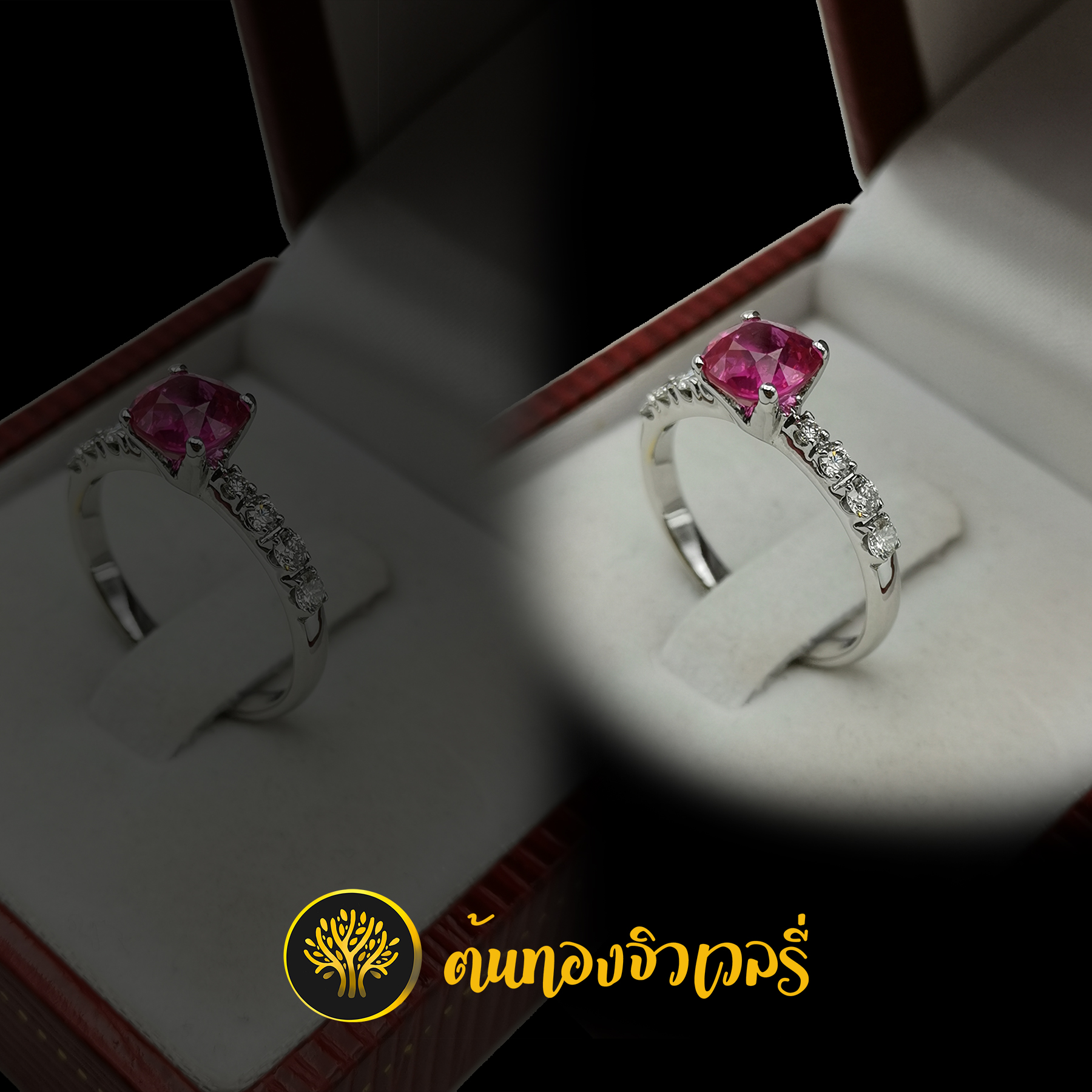 แหวนพลอยชมพู ยกยอด ก้านฝังเพชร ทั้งสวย ทั้งหวานเลย งานนี้