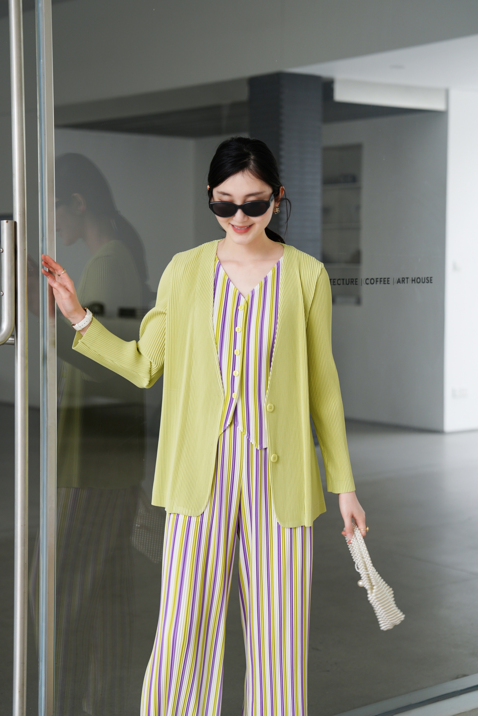 2MUAY รุ่น GJO5146 เสื้อคลุมพลีทคุณภาพ THICK V NECK LONG SLEEVE PLEATED CARDIGAN 10 สี FREE SIZE