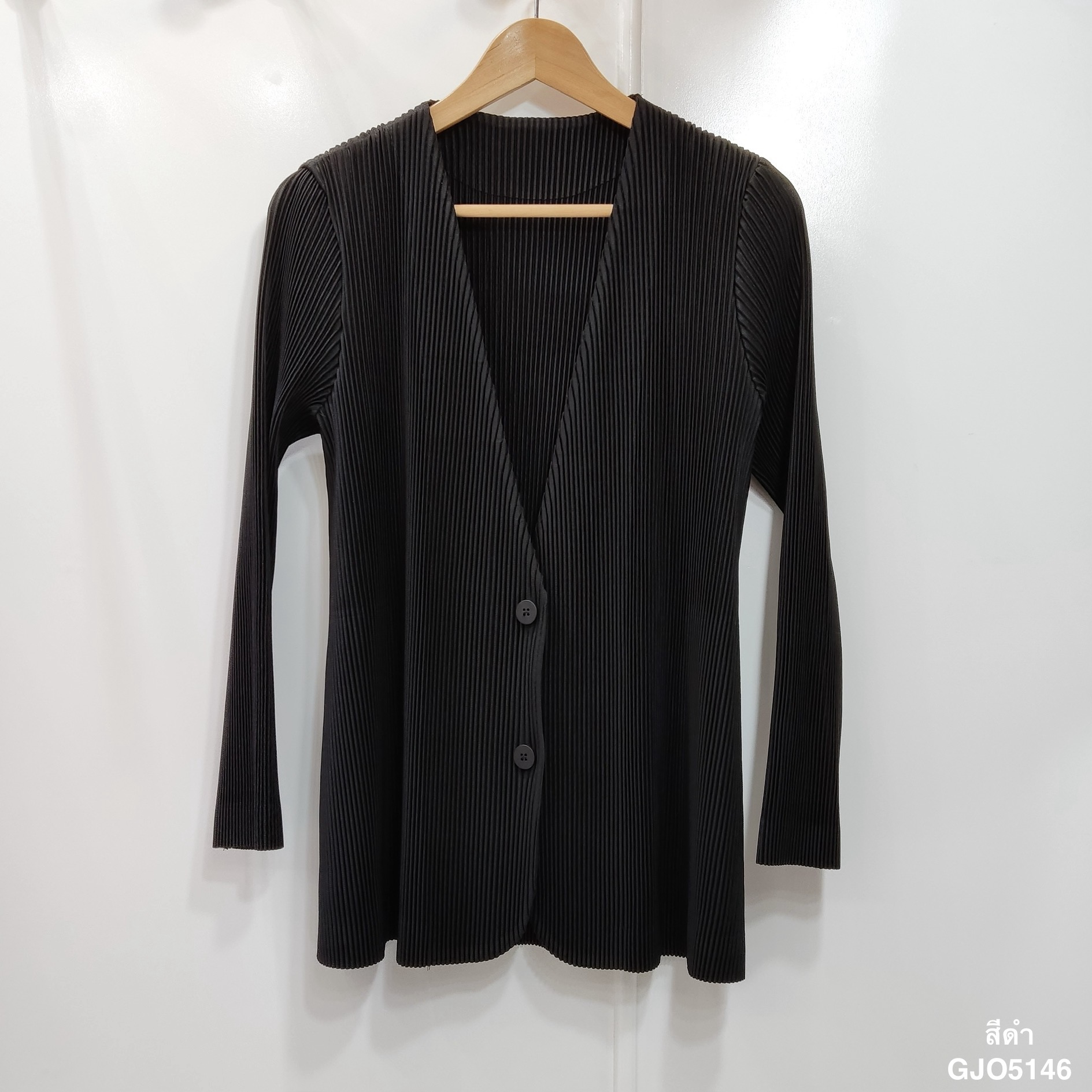 2MUAY รุ่น GJO5146 เสื้อคลุมพลีทคุณภาพ THICK V NECK LONG SLEEVE PLEATED CARDIGAN 10 สี FREE SIZE