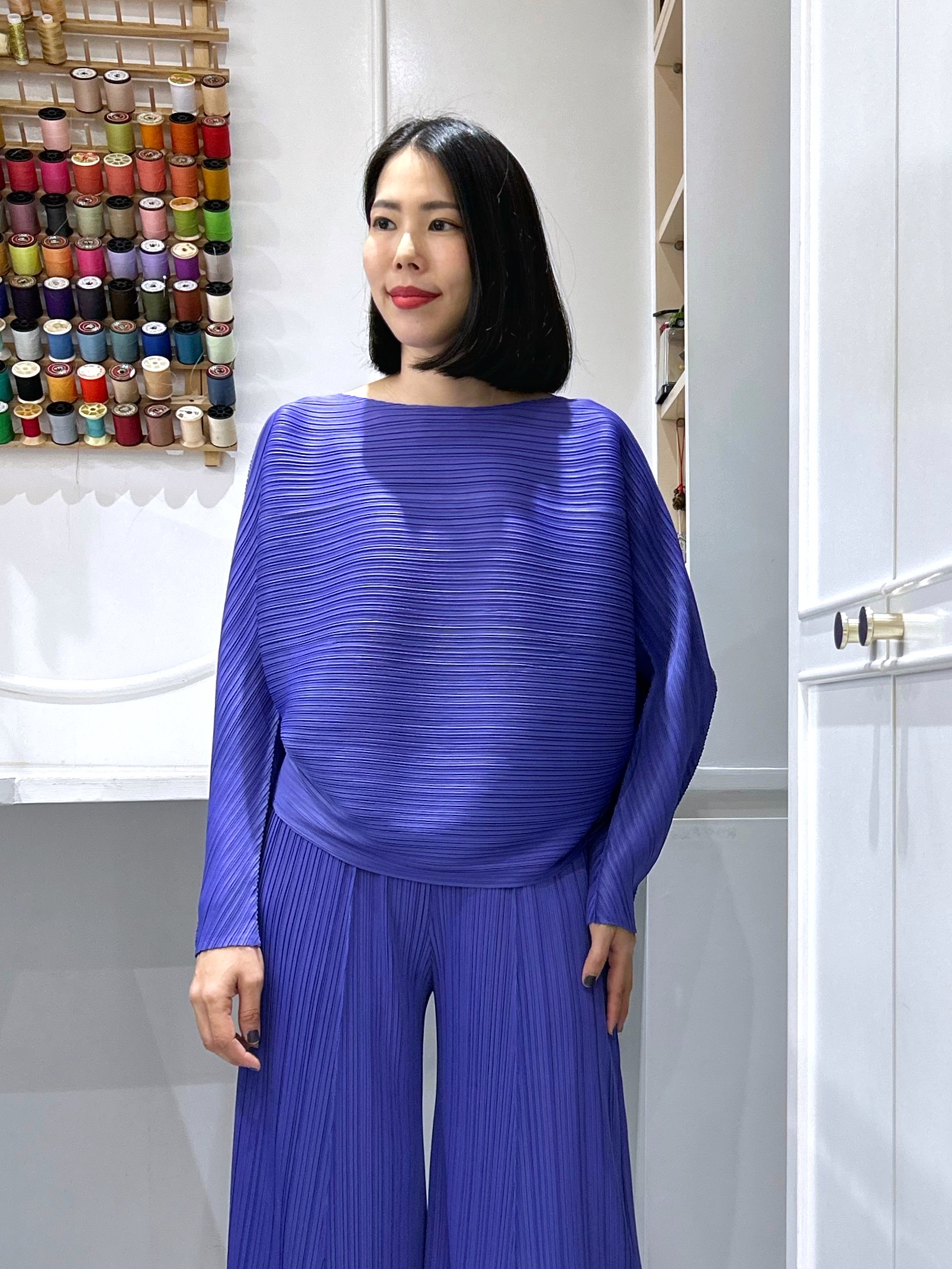 ปรับราคาลง20%!! 2MUAY รุ่น GJO11258 เสื้ออัดพลีทคุณภาพ LONG SLEEVE CIRCLE PLEATED TOP 8 สี FREE SIZE