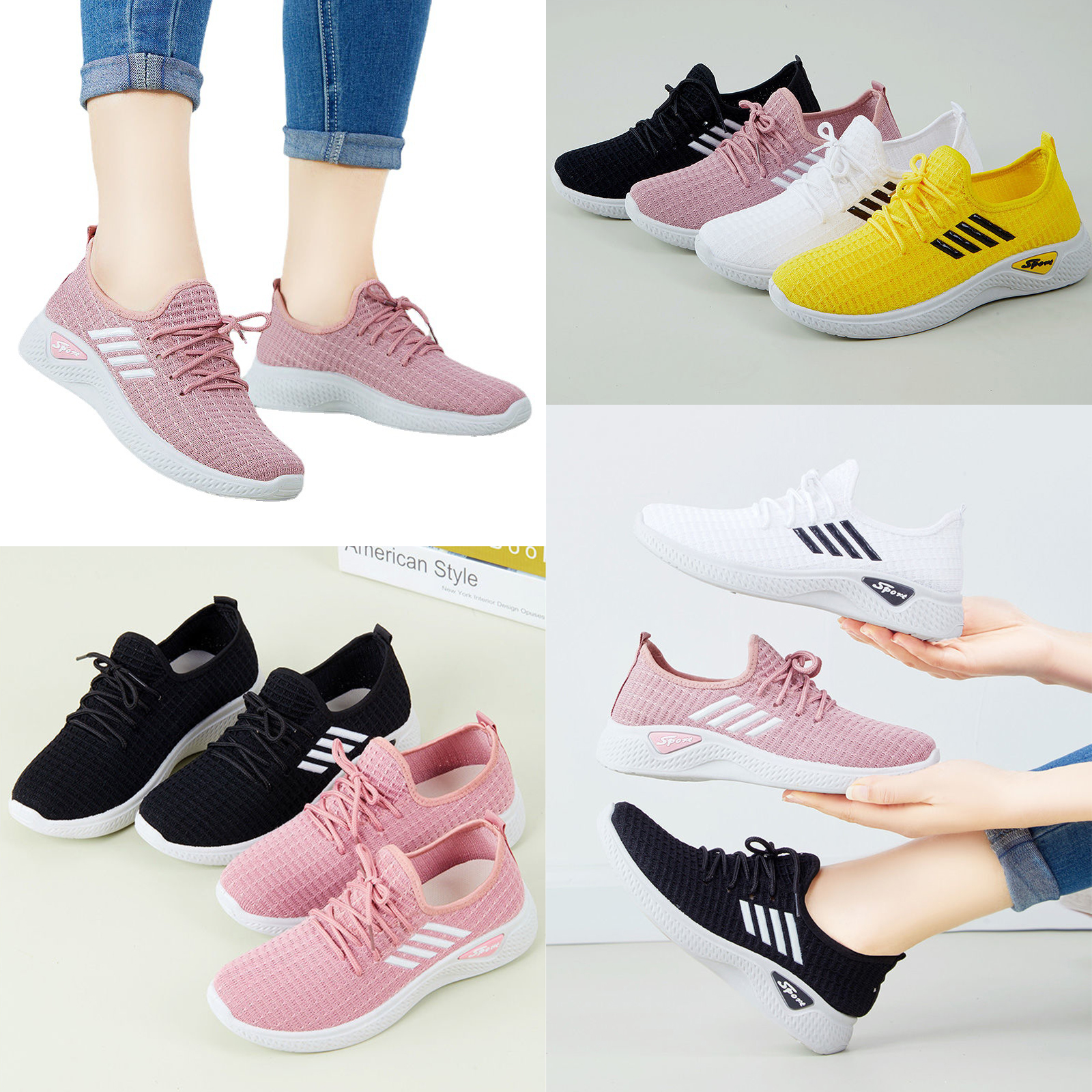 🔥Sale ลดราคา🔥 รองเท้าวิ่ง ผู้หญิง รุ่น ผ้าทอ 007 Sport พื้นยาง PVC พื้นนิ่ม ใส่สบายเท้า ระบายอากาศดี น้ำหนักเบา พื้นกันลื่น