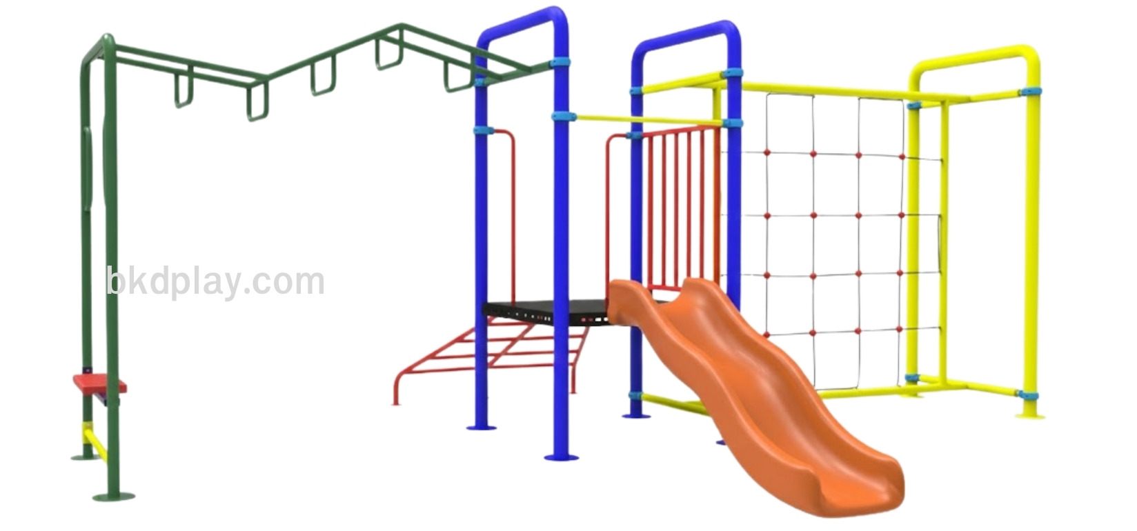 เครืองเล่นสนามเหล็ก ชุดหอสไลด์80+บาร์โหน +ปีนป่ายเชือก ,เครืองเล่นสนามกลางแจ้ง,สนามเด็กเล่น,หมูบ้าน,เทศบาล,สวนสาธารณะ ขนาด : 430x610x250 ซม.