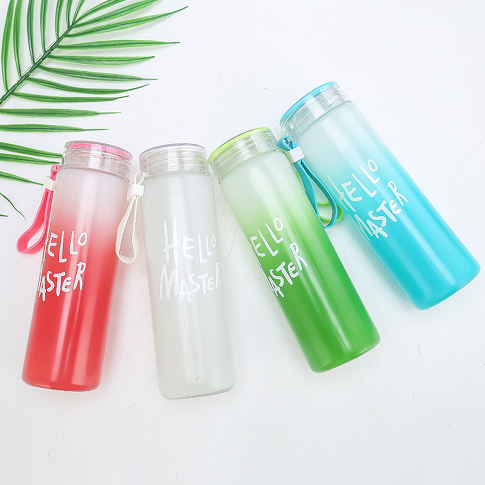 กระบอกน้ำแก้ว ขนาด400ml สายซิลิโคน ทนความร้อน หนา ไม่แตกง่าย มีให้เลือก 4สี