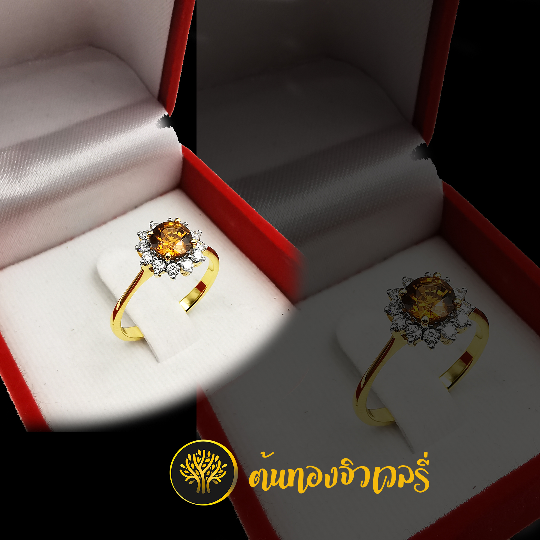 แหวนพลอยบุษราคัม ล้อมเพชร ทรงดอกไม้ สวยแจ่มมากๆครับ