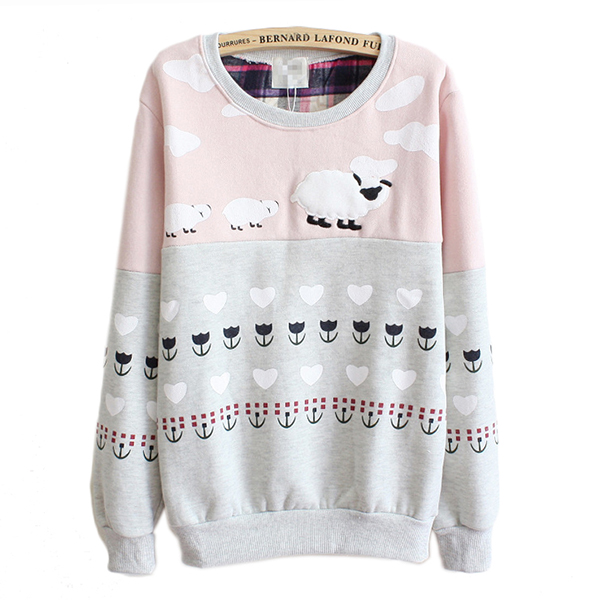 เสื้อสเวตเตอร์กันหนาวลายแกะน้อย ซับผ้าสำลีเต็มตัว-12326