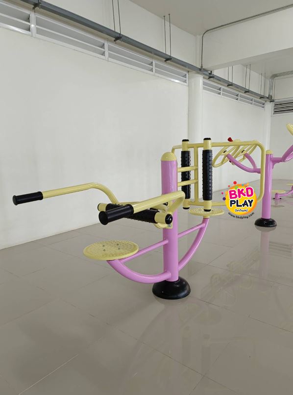เครื่องออกกำลังกาย กลางแจ้ง ชุดอุปกรณ์ บริหารเอว สะโพก นวดหลัง แบบนั่ง ลานกีฬา อเนกประสงค์ สนามกีฬา ผลิตในไทย สั่งทำตามสีที่ต้องการได้