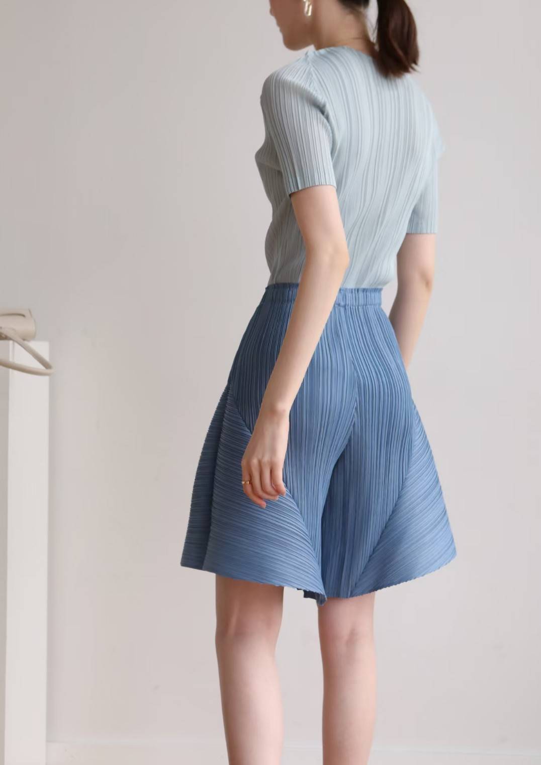 2MUAY รุ่น GJO7746 กางเกงอัดพลีทคุณภาพ SHORT WIDE LEG PLEATED PANTS 7สี FREE SIZE