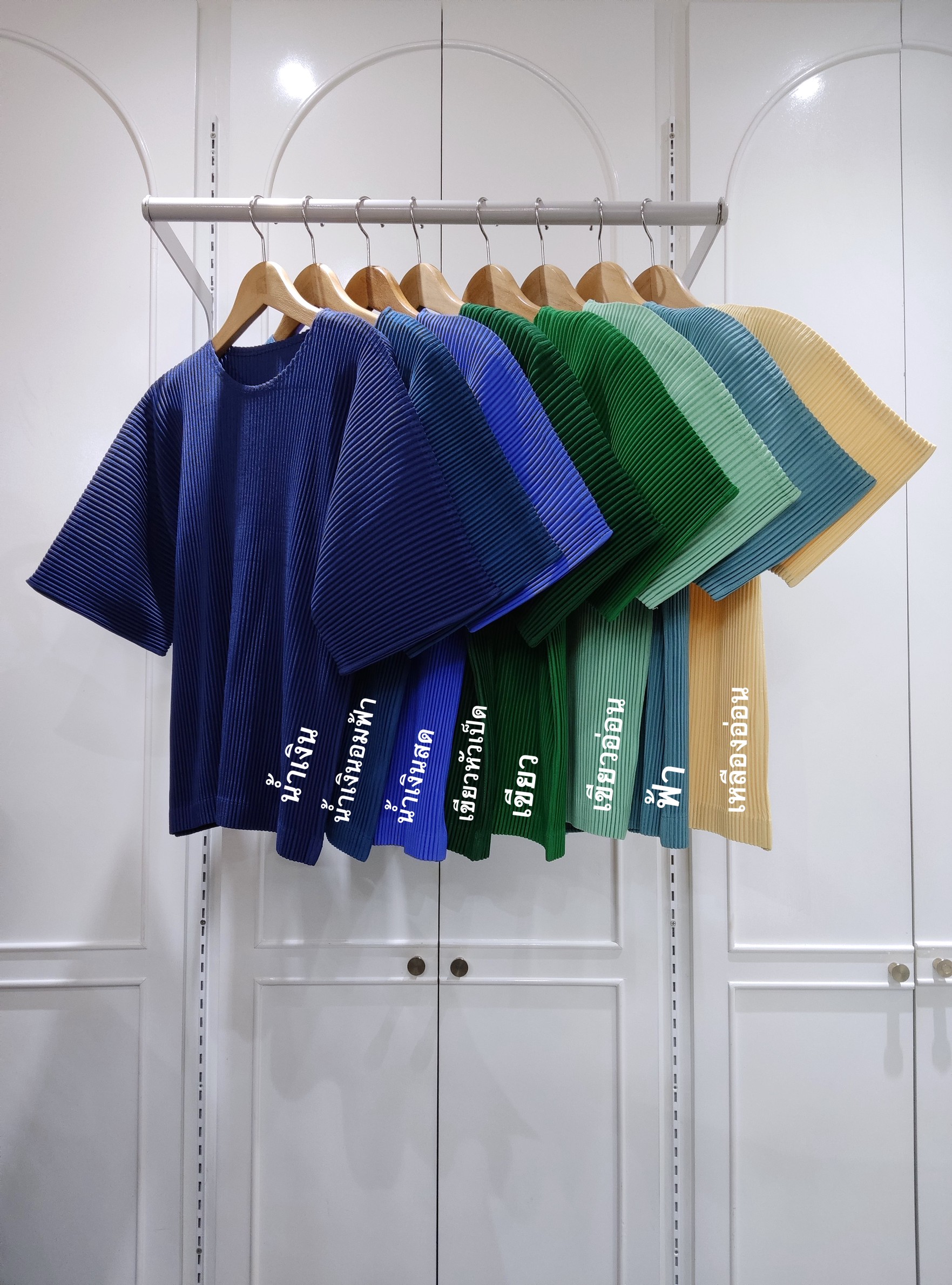 อกถึง42 ยาว22นิ้ว 2MUAY รุ่น GM0501 เสื้ออัดพลีท THICK SHORT SLEEVE PLEATED TOP 24 สี FREE SIZE
