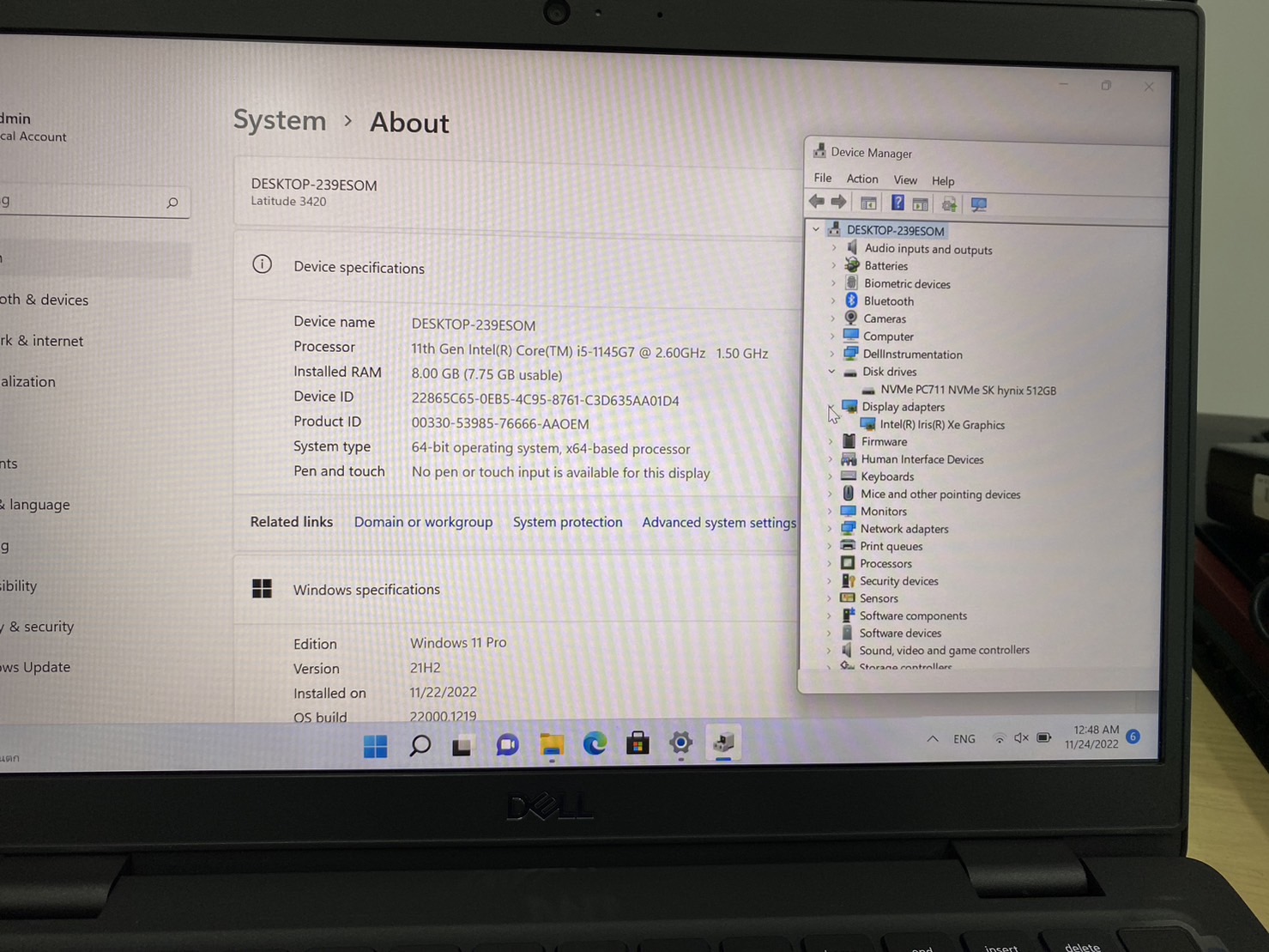 โน้ตบุ๊ค Notebook Dell Latitude 3420(i5-1145G7/8GB/512GB)+Adapter
