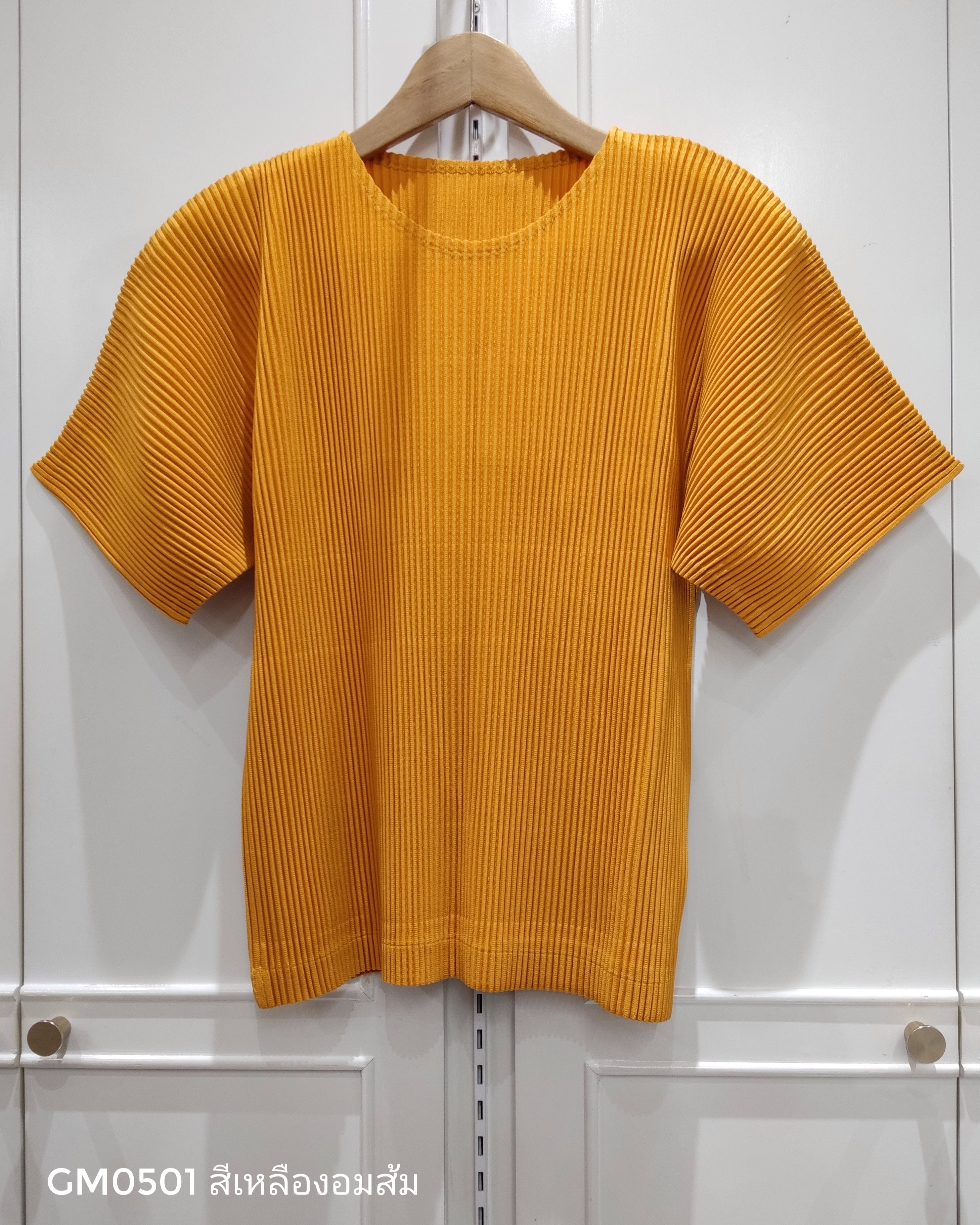 อกถึง42 ยาว22นิ้ว 2MUAY รุ่น GM0501 เสื้ออัดพลีท THICK SHORT SLEEVE PLEATED TOP 24 สี FREE SIZE