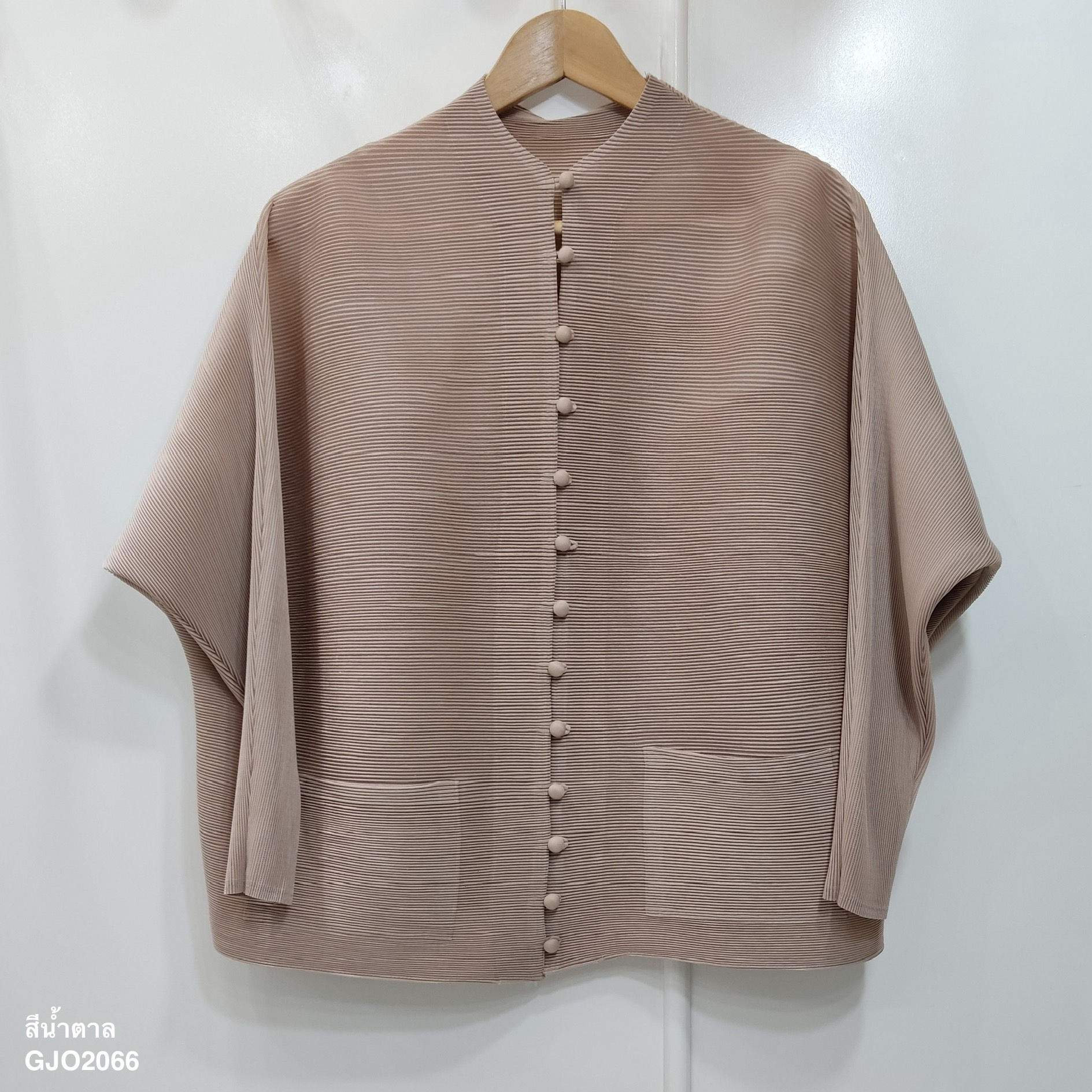 2MUAY BASIC รุ่น GJO2066 เสื้ออัดพลีทงานคุณภาพ BUTTON FRONT PLEATED TOP 17สี FREE SIZE