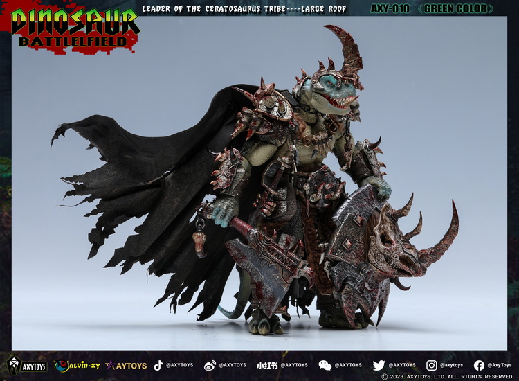 [พร้อมส่ง] AXYTOYS - Dinosaur Battleground Carnivorous Tribe Ceratosaurus (20Cm)- AXY010 Limited Green