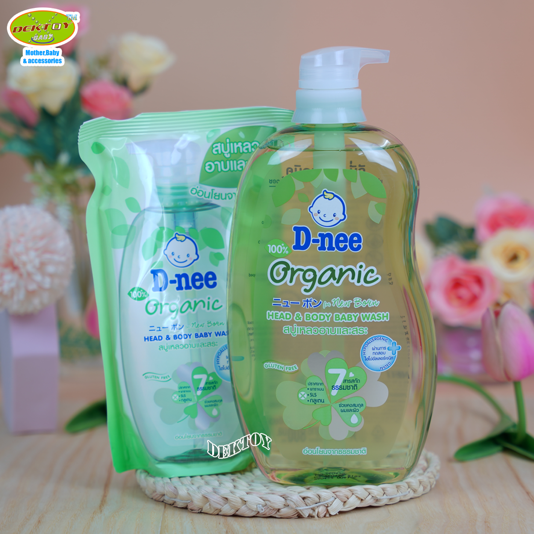 D-nee ดีนี่ ออร์แกนิค สบู่เหลวอาบและสระผม ฟอร์นิวบอร์น 800+350มล.หัวปั๊ม
