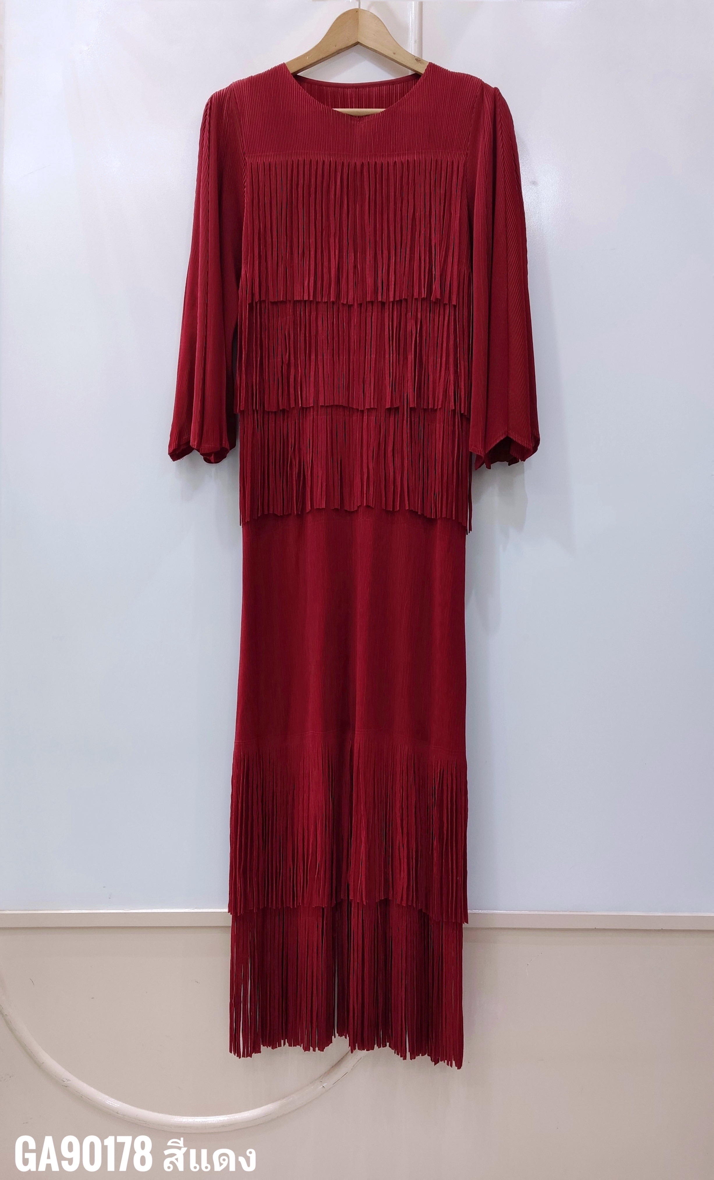 2MUAY รุ่น GA90178 เดรสอัดพลีท FRINGE LAYER PLEATED DRESS 11 สี FREE SIZE
