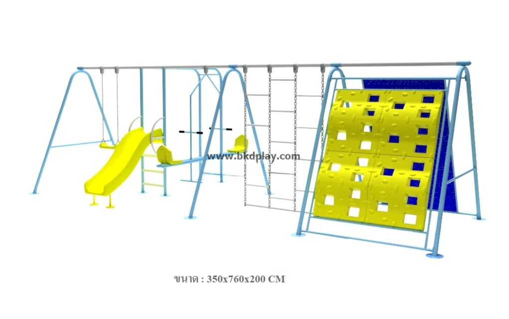 ชิงช้าผสม+บาร์โหน+ปีนป่ายหน้าผา+สไลเดอร์ 80 เครื่อเล่นสนามเหล็ก เครื่องเล่นสนามกลางแจ้ง ของเล่นสั่งผลิต 10-20 วัน